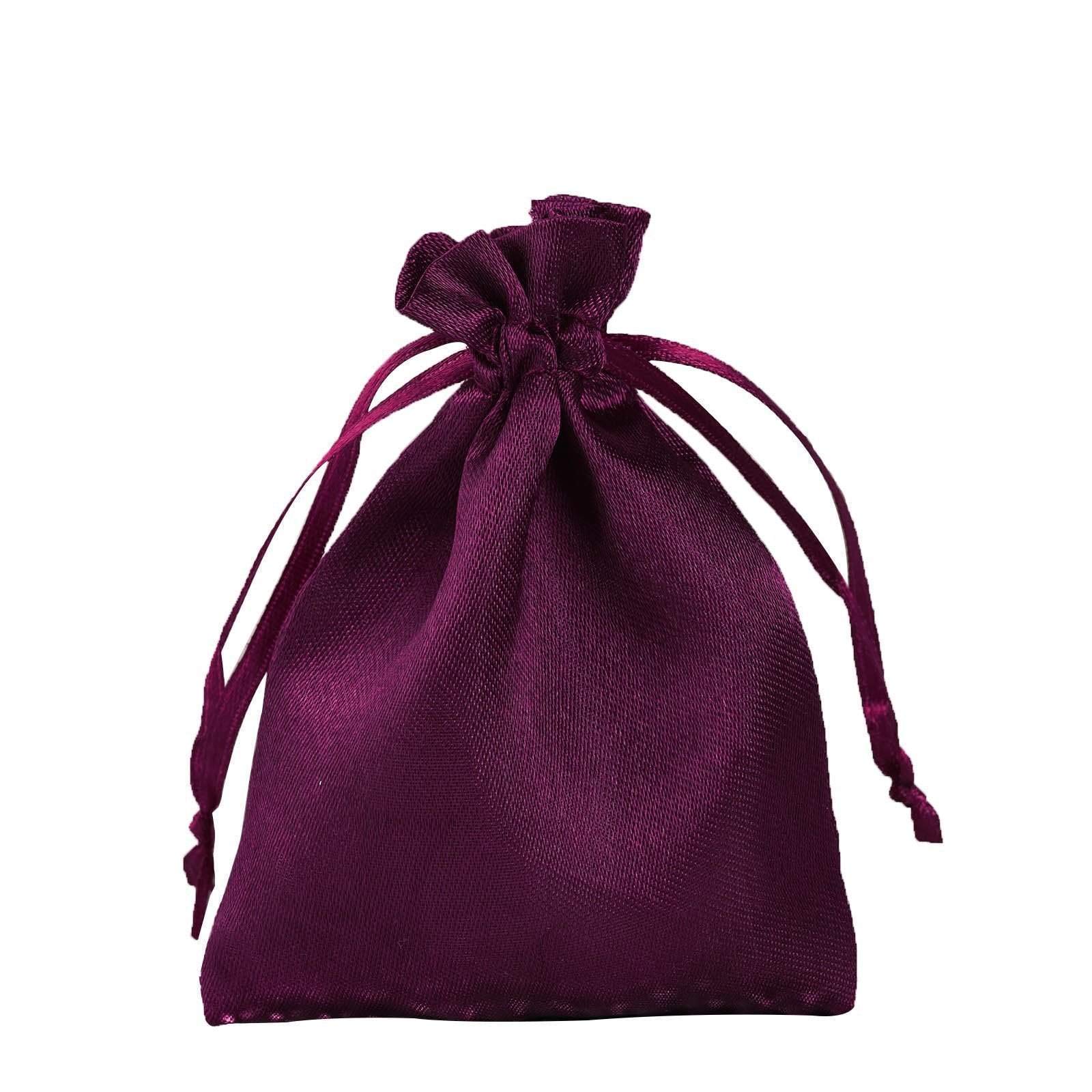 60 Pcs 3x4 Inch Eggplant Purple Satin Drawstring Bags - Wedding Favors, Party Gifts, Jewelry Pouches, Candy Bags - Perfect for Bridal Showers, Birthday Parties & Baby Showers