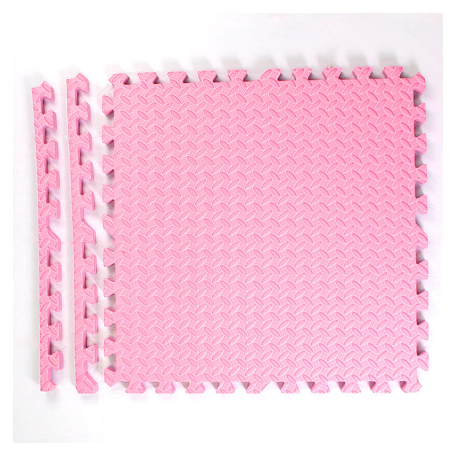 12-Piece Interlocking EVA Foam Floor Tiles - 1/2 Inch Thick Non-Slip Puzzle Play Mats with Borders (24x24 Inch, Pink) - Soft Gym Exercise Mats for Kids Playroom, Nursery, Bedroom & Home Workout Areas