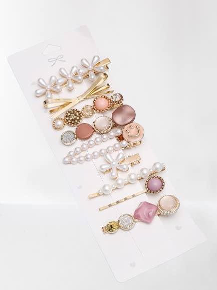 SIYAA Geometric Hollow Metal Hair Clips for Women - Korean Pearl Barrettes & Hairpins - Perfect for Weddings, Parties and Everyday Styling