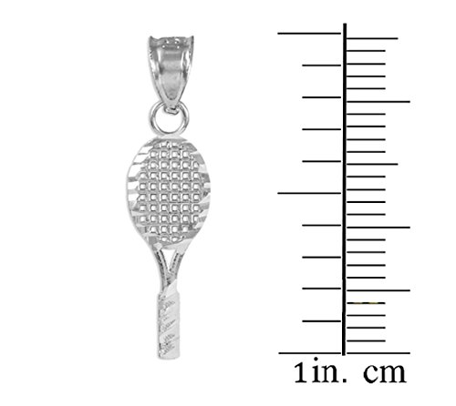 14K White Gold Tennis Racket Charm Pendant Necklace for Women - Elegant Sports Jewelry Gift for Tennis Players & Fans - Perfect for Matches, Training & Casual Wear
