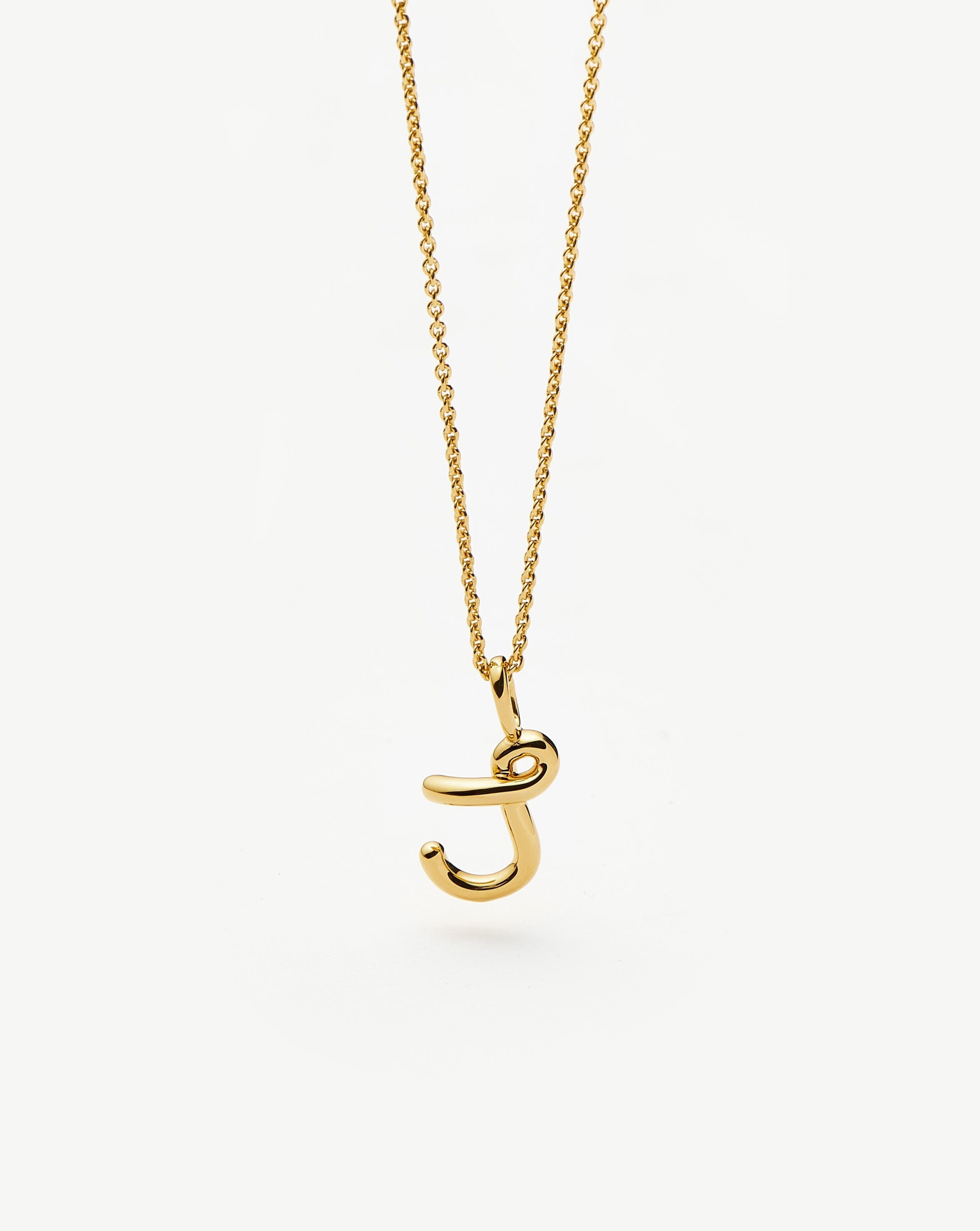 Curly Molten Mini Initial Necklace - Personalized Letter J Pendant in 18k Gold Vermeil - Perfect for Birthdays, Anniversaries & Everyday Layering Jewelry