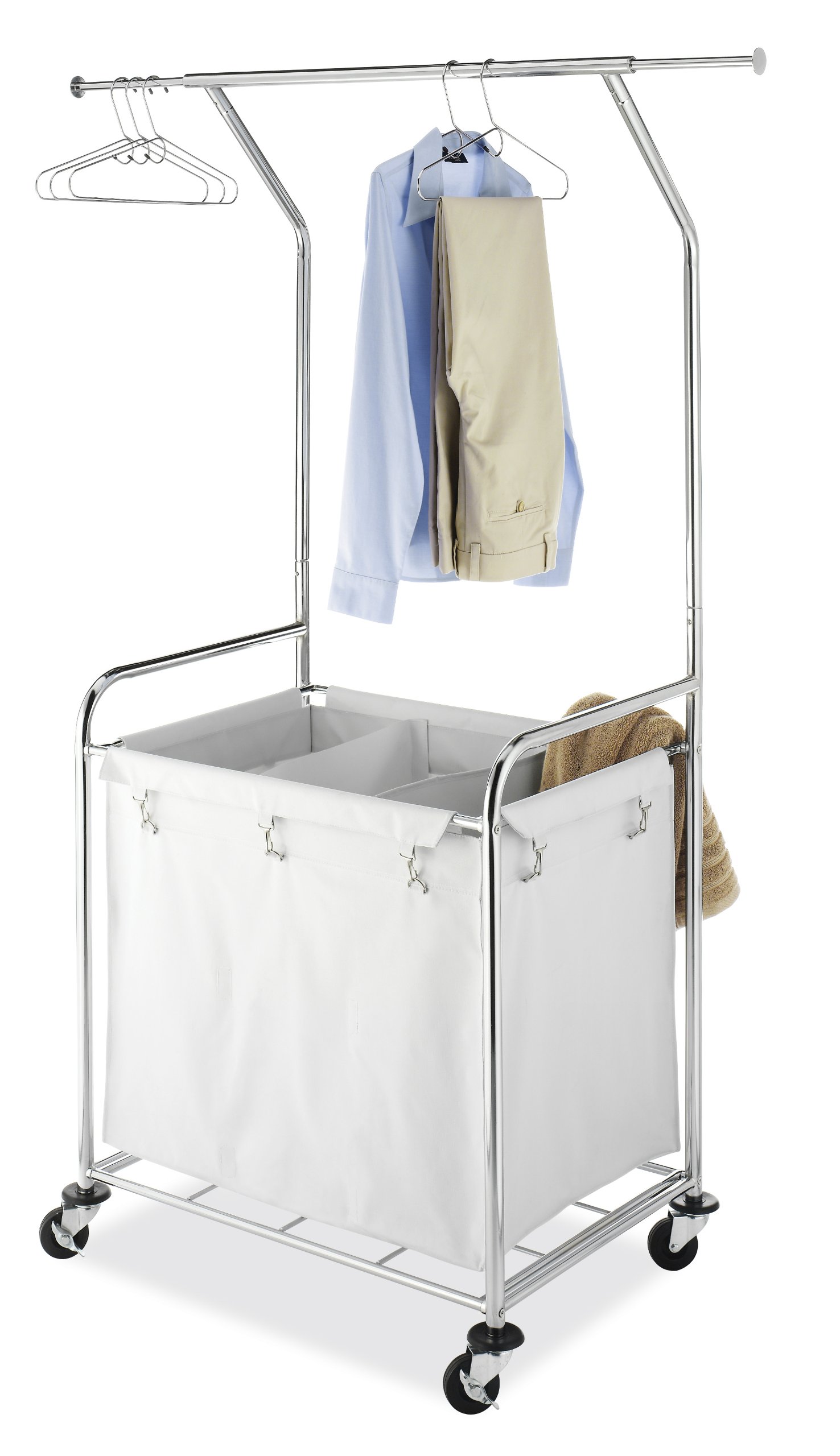Whitmor Commercial Rolling Laundry Center with Removable Liner & Heavy Duty Wheels - Perfect for Laundry Rooms, Apartments & Small Spaces