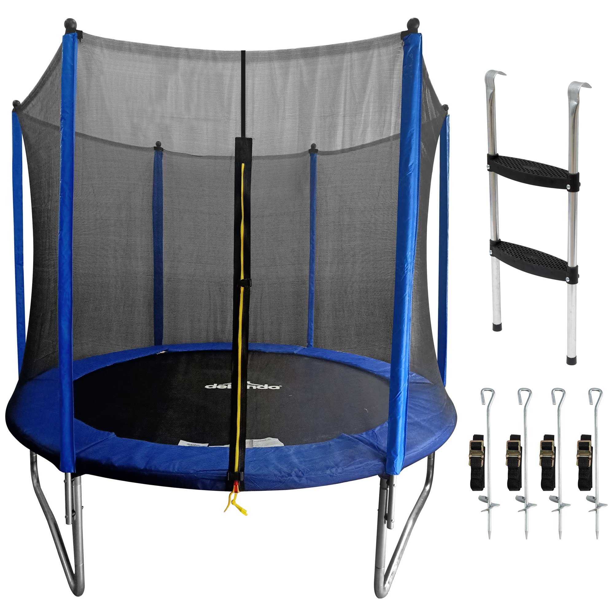 8ft Heavy Duty Outdoor Trampoline for Kids with Safety Enclosure Net - Includes Anchor Kit & Ladder DL93 | Durable Backyard Bounce Fun for Children's Playtime & Exercise
