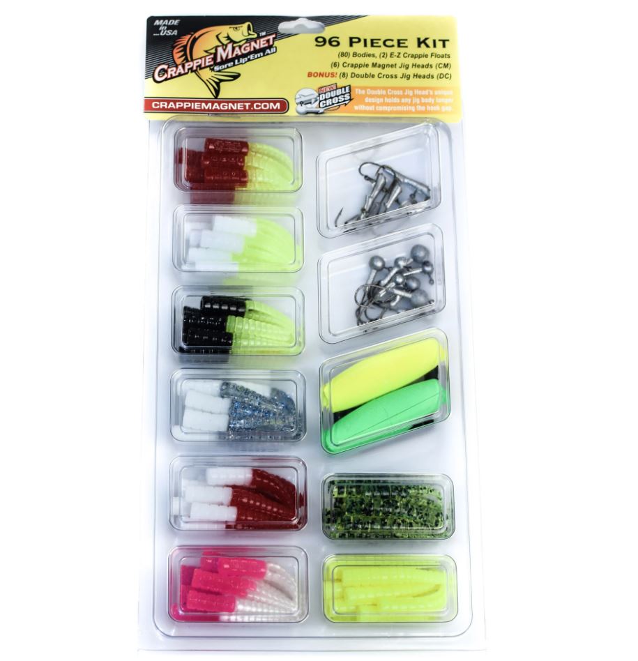 96-Piece Crappie Magnet Kit for Bass Fishing - Soft Plastic Lures with Jig Heads for Freshwater & Saltwater Fishing - Perfect for Panfish, Trout, and Crappie