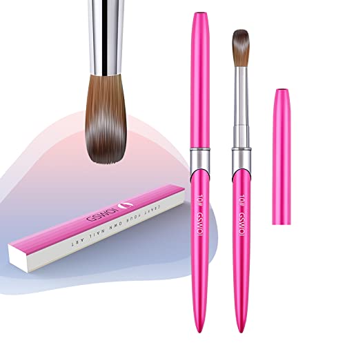 GSWOI 100% Kolinsky Acrylic Nail Brush - Professional Nail Art Brushes for Acrylic Powder & Gel Application (Size #6/8/10/12/14, Premium Gift Box) - Perfect for Salon, Home Manicure & Nail Extension