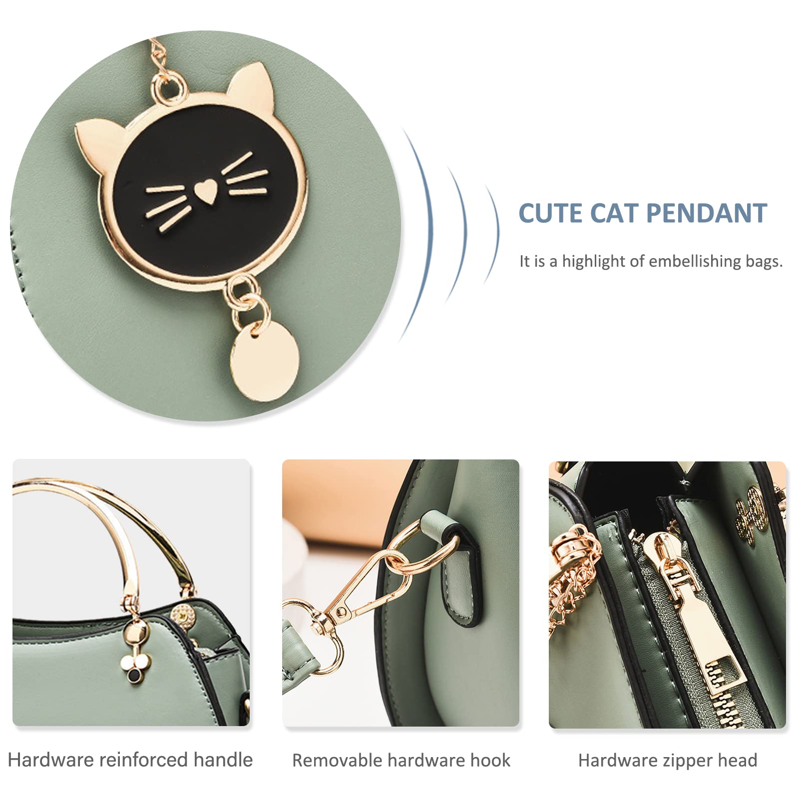 Women's PU Leather Crossbody Bag with Cat Pendant - Fashion Shoulder Purse for Daily Use