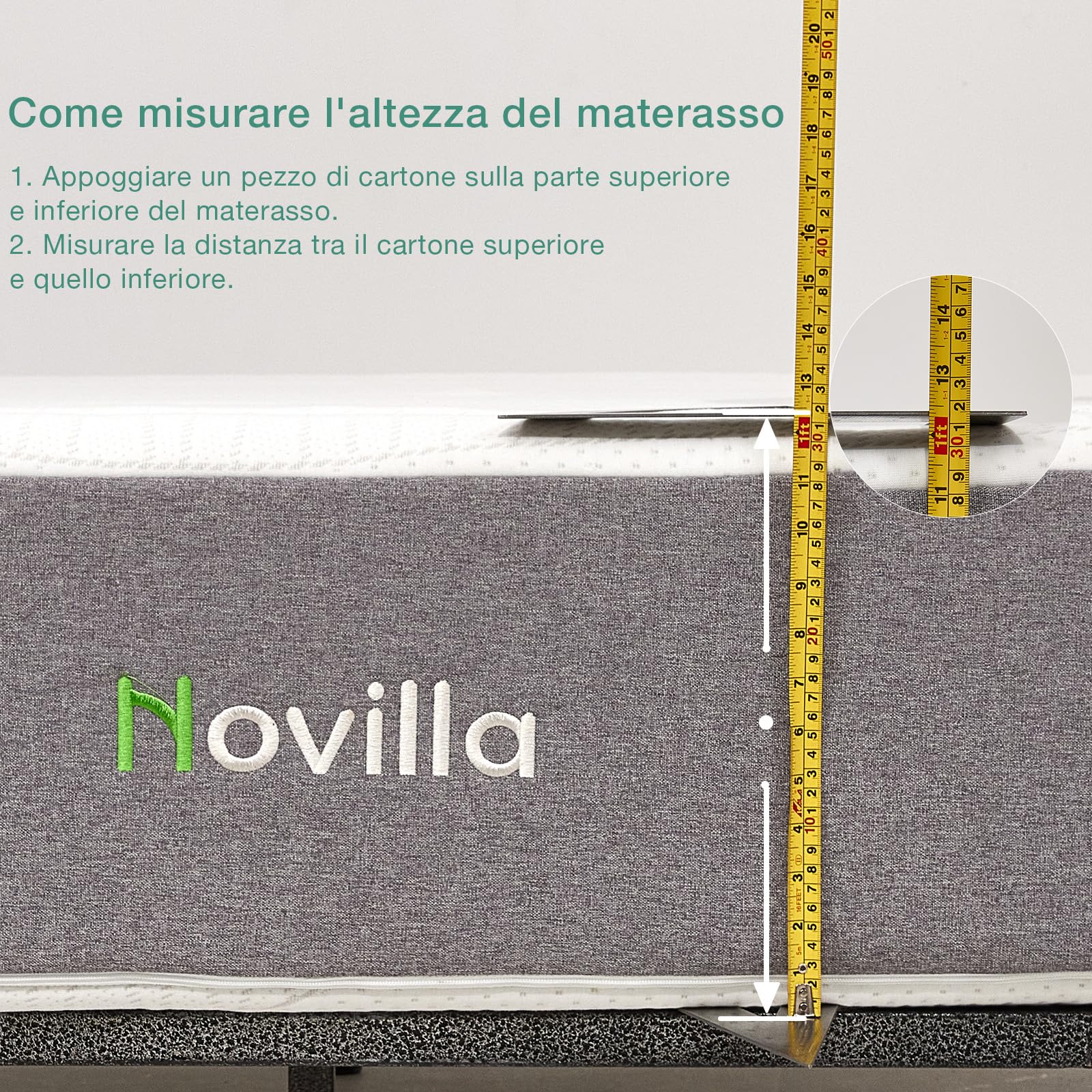 Novilla 140x200cm Queen Size Mattress, 18cm Height, Gel Memory Foam with Bamboo Fiber Breathable Cover, Perfect Support & Skin-Friendly - Ideal for Couples, Bedrooms & Guest Rooms