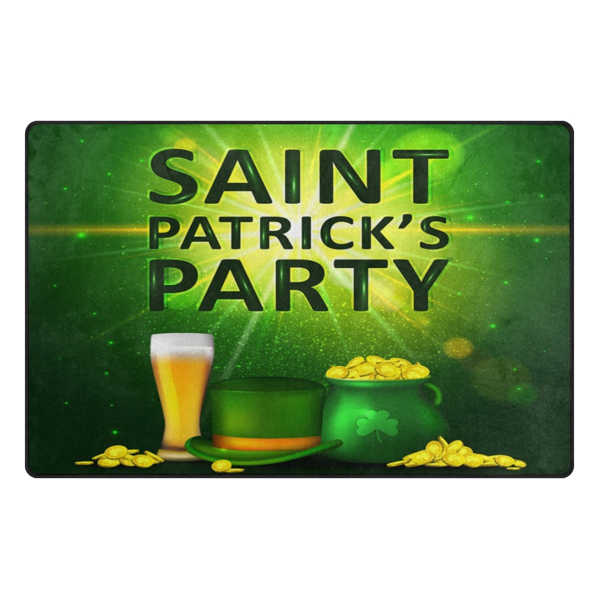 ALAZA St. Patrick's Day Leprechaun Hat Clover Printed Foam Rug 20