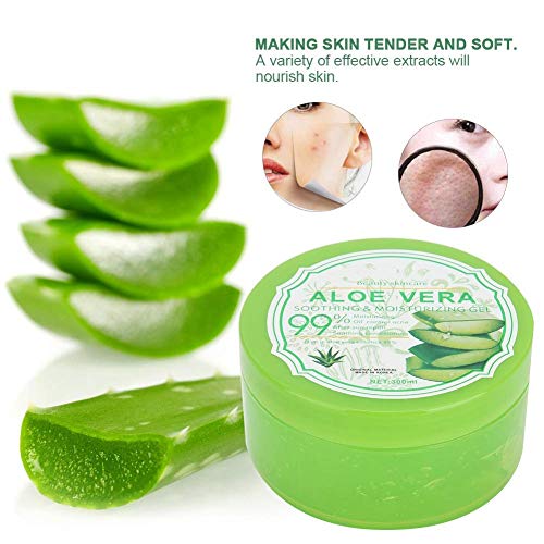 Organic 300g Aloe Vera Gel for Face & Body - Moisturizing Cream to Soothe Sunburn, Repair Damaged Skin, Reduce Acne Scars & Redness - Hydrates Dry Rough Skin, Anti-Inflammatory Care - Perfect for After Sun Care, Daily Skincare & Sensitive Skin Relief