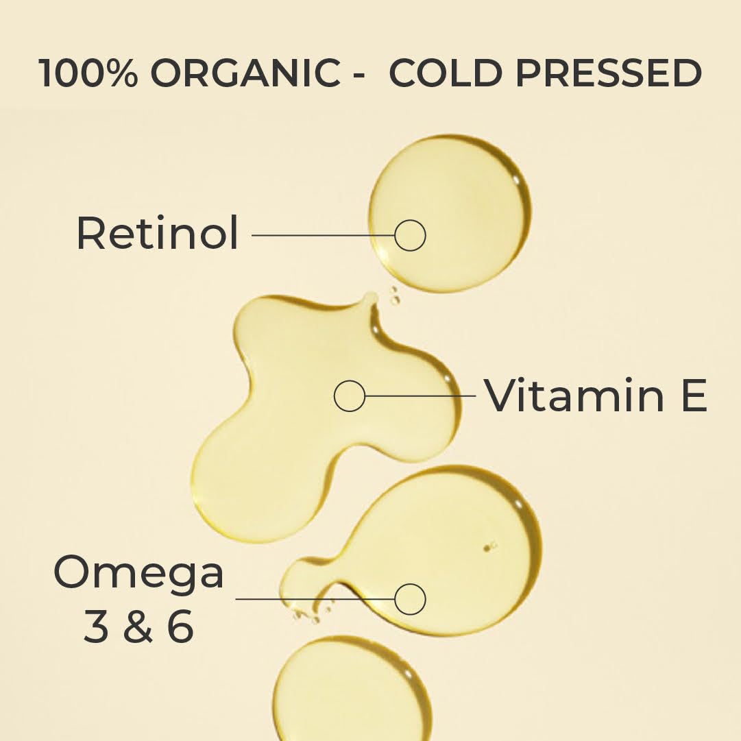 Organic Cacay Oil & Retinol Roll-On Serum for Face, Skin & Hair - Vitamin E Enriched, Antioxidant-Rich Facial Oil for Acne Scars, Hair Growth & Lip Care - Perfect for Nighttime Skincare & Anti-Aging Routine