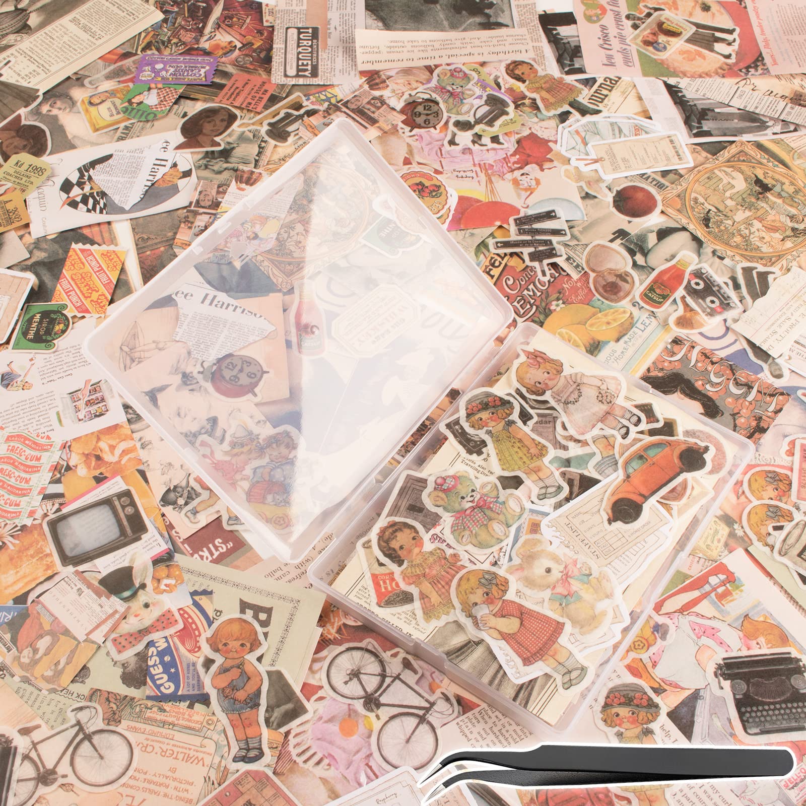 200Pcs Vintage Scrapbook Stickers Kit - Aesthetic Junk Journal Supplies, Ephemera Washi Paper for Bullet Journaling, Planners, Diary & Collage - Perfect for Scrapbooking, Memory Keeping and Creative Journaling (Nostalgic Style)