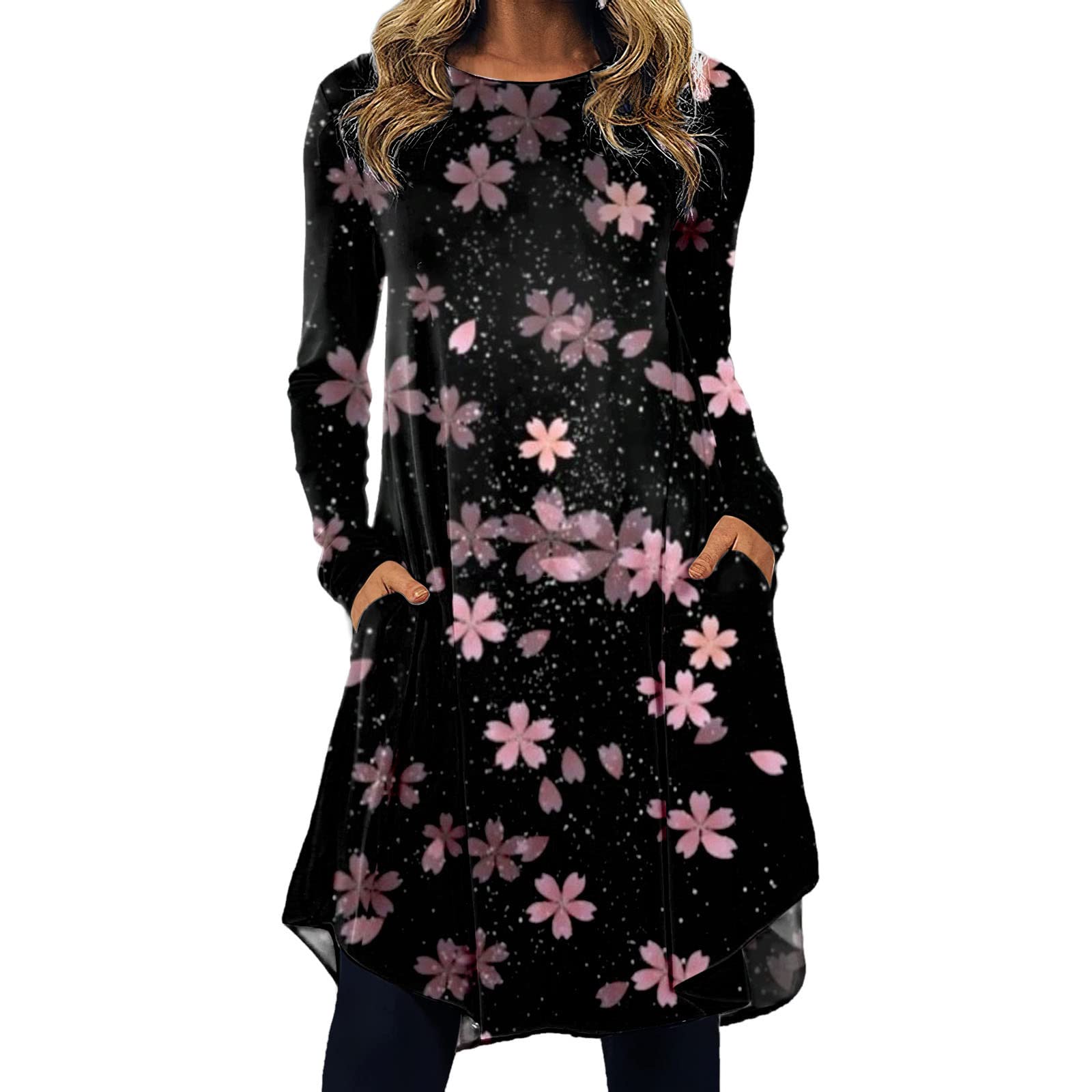 Blue Boho Cocktail Dress for Women - Western Ethnic Loose Midi Dress with Irregular Hem, Perfect for Casual Wear, Parties & Summer Outings