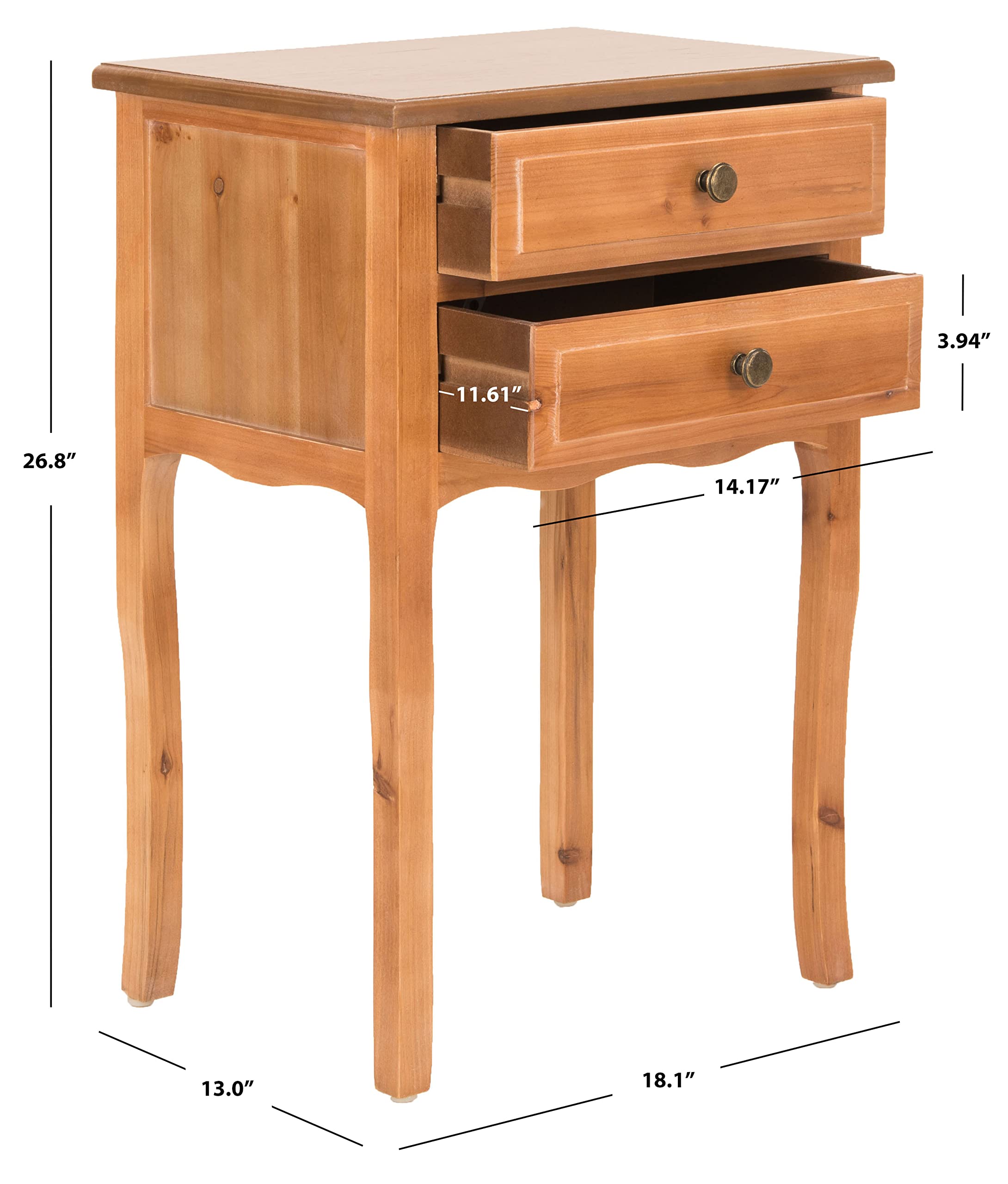 SAFAVIEH Home Collection Lori Red Maple Wood 2-Drawer End Table - Stylish Nightstand for Bedroom, Living Room & Office Furniture