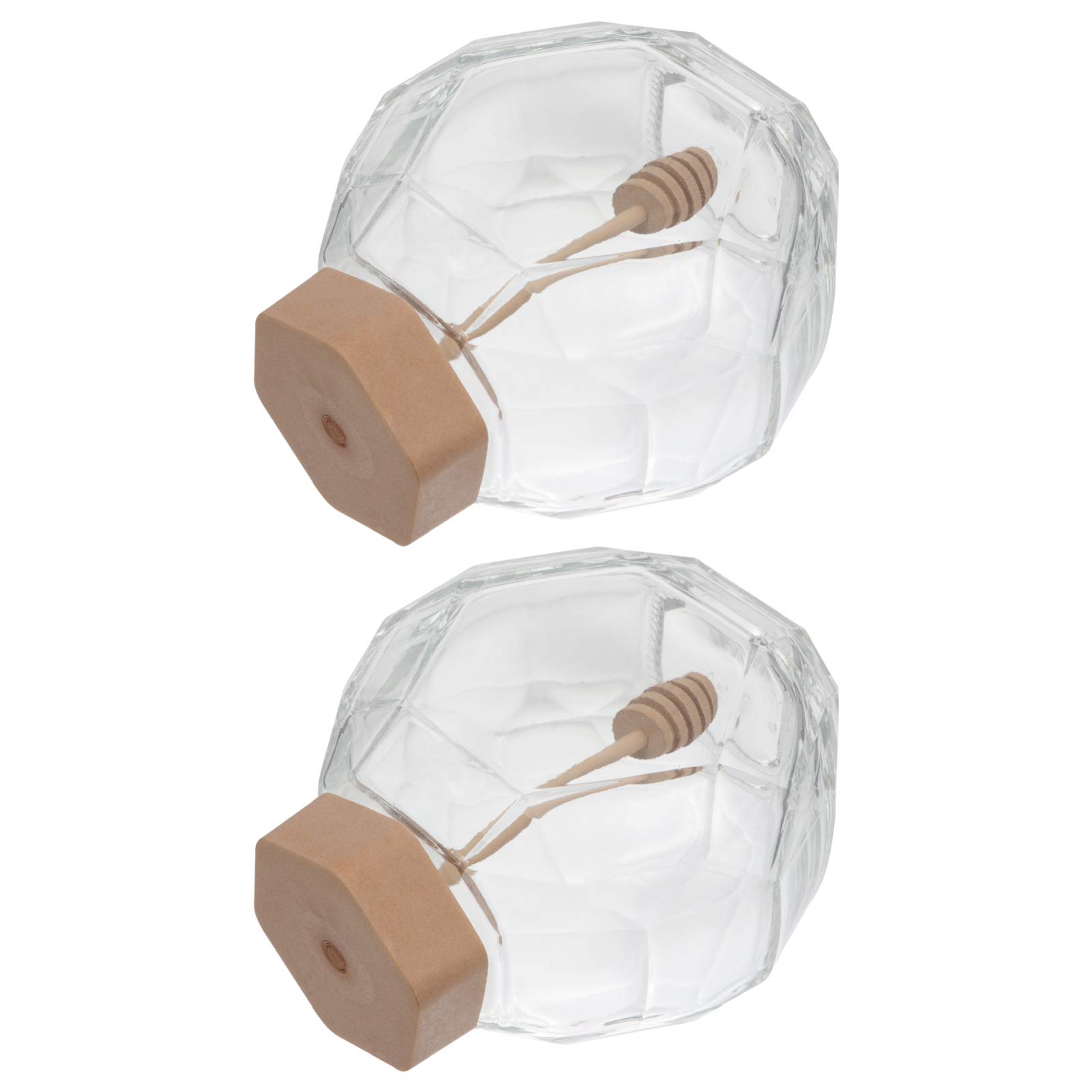 Premium Hemoton 2-Piece Glass Honey Pot Set with Sealed Lid & Dipper - Airtight Jam Jars for Kitchen, Restaurant & Home Use - Perfect for Storing Honey, Syrup, Jam & Condiments
