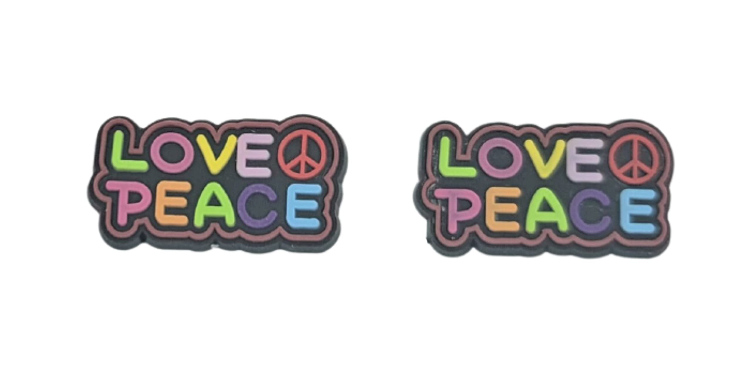 Peace Love Shoe Charms for Crocs - 2-Pack Decorative Jibbitz with Wristbands - Perfect for Casual Wear, Gifts & DIY Customization