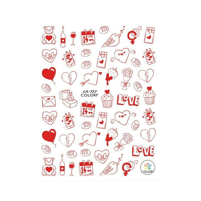Paris & Love Nail Art Stickers - Premium Waterproof Nail Decals for Women, DIY French Manicure Designs - Perfect for Parties, Weddings, Valentine's Day & Everyday Wear