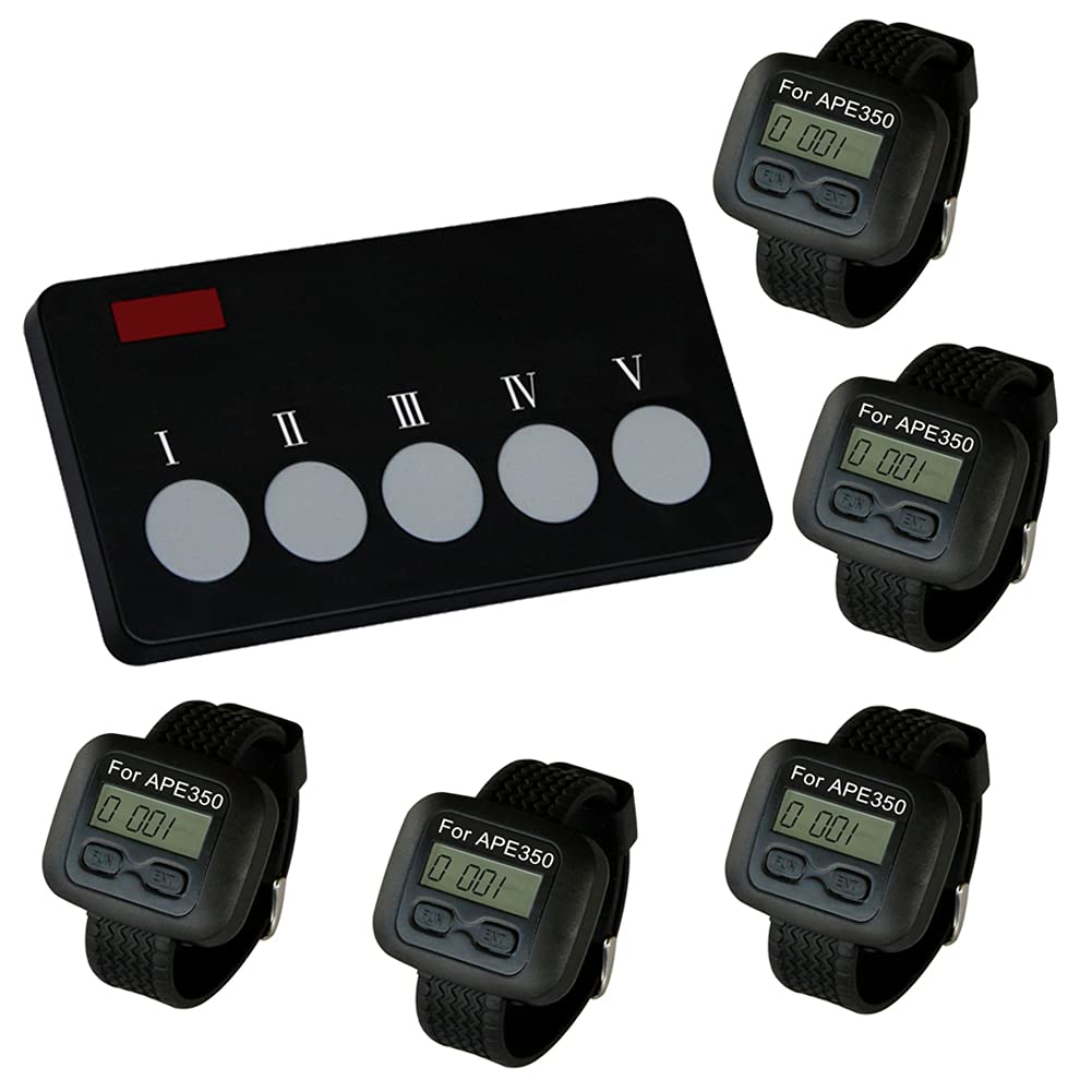 SINGCALL Wireless Restaurant Paging System - 5 Watches & 1 Call Button - Kitchen to Waiter Alert Device for Food Pickup - Ideal for Restaurants, Cafes & Catering Services