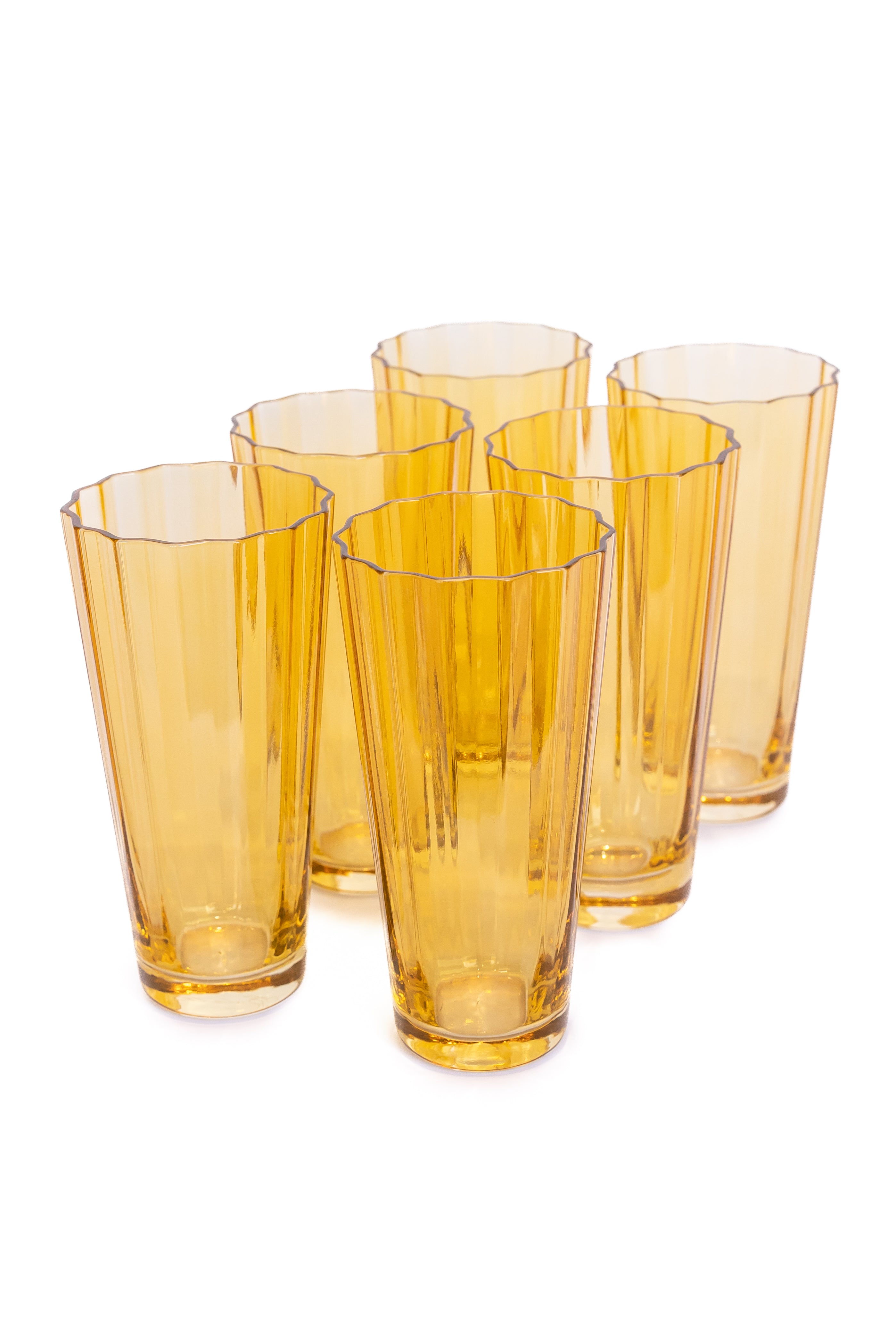 Estelle Colored Sunday Highball Glasses Set of 6 - Vibrant Yellow Drinking Glasses for Cocktails, Iced Tea & Party Drinks - Perfect for Home Bars, Dinner Parties & Summer Entertaining