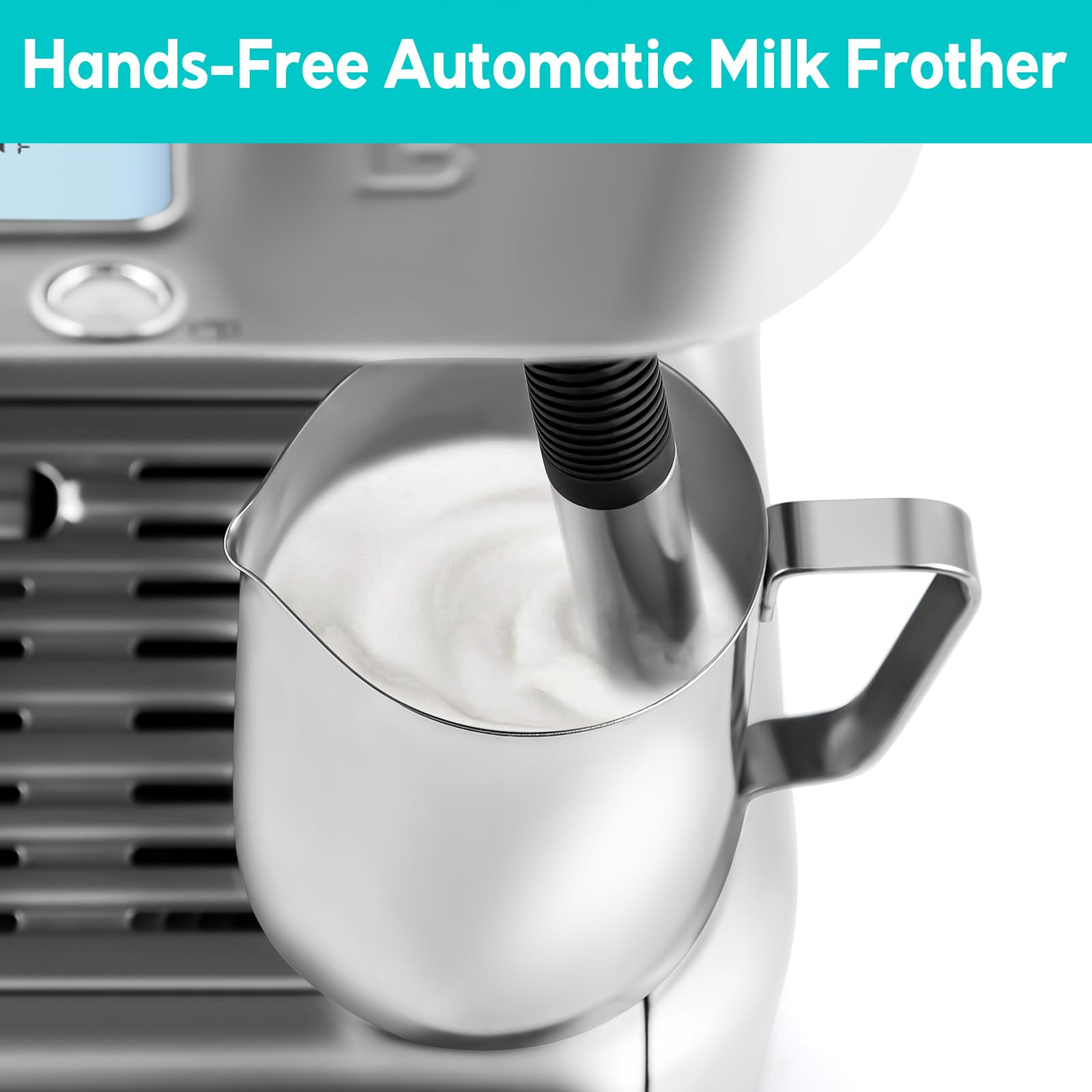 CASABREWS 20 Bar Professional Espresso Machine with Automatic Milk Frother & Dual Boiler System - LCD Display Cappuccino Latte Maker with Hot Water Function for Americano (Silver) - Perfect for Home Baristas & Coffee Enthusiasts