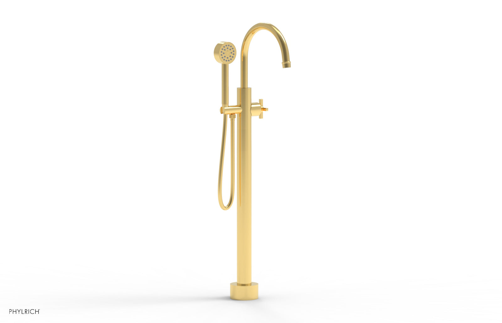HEX MODERN Tall Floor Mount Tub Filler with Cross Handle & Hand Shower - Model 501 46 01 - Perfect for Luxury Bathroom Renovations and Spa-Like Shower Experiences