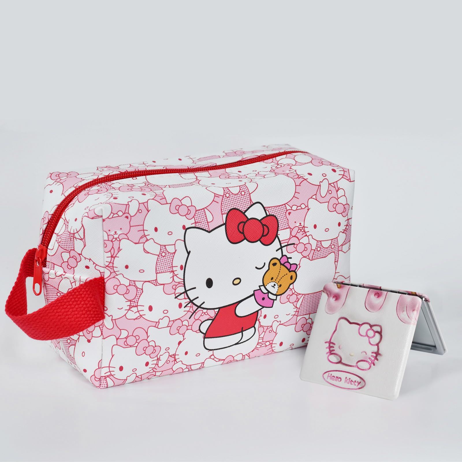 Cute Kitty Travel Cosmetic Bag - Large Capacity PU Leather Makeup Pouch with Zipper, Foldable Toiletry Organizer for Women & Girls | Perfect for Travel, Gym, and Daily Makeup Storage
