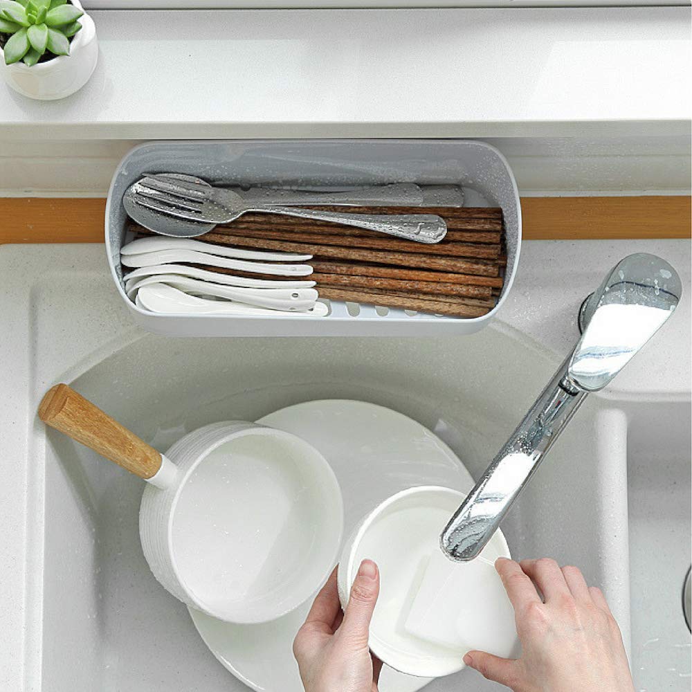 SUNFICON Adhesive Shower Caddy - No Drill Bathroom Shelf Organizer, Wall Mounted Storage Rack for Shampoo, Soap & Bath Essentials - Includes 2 Clear Adhesives - Perfect for Shower, Bathroom & Kitchen (Gray)