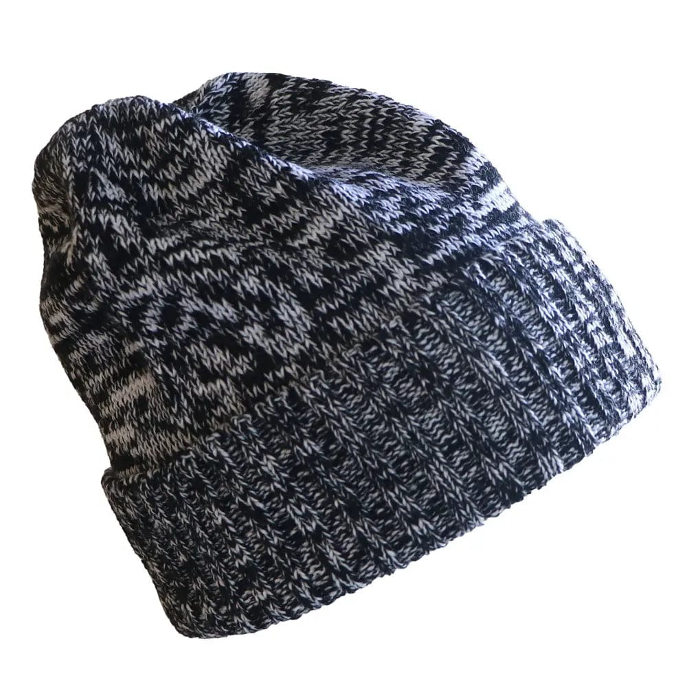 Premium Mongrel Pure Merino Wool Beanie Hat for Men & Women - Soft Winter Knit Cap in Black & White - Perfect for Skiing, Hiking and Cold Weather Outdoor Activities