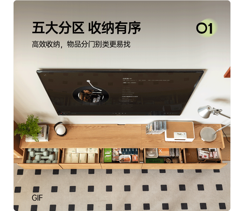 Solid Oak Wood Modern Large TV Stand Floor Cabinet - Stylish Living Room Entertainment Center for Flat Screen TVs