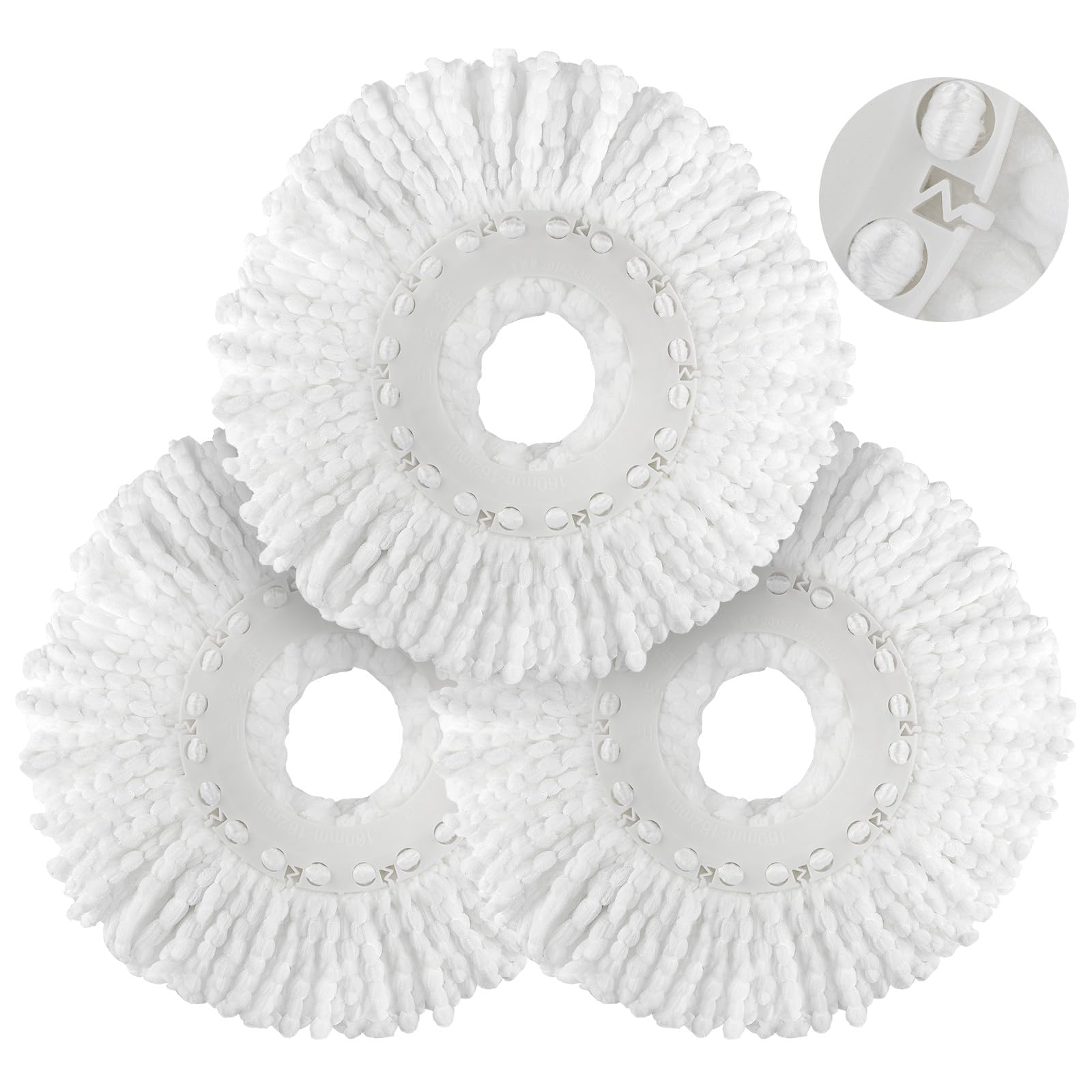 360° Spin Mop Replacement Heads (3-Pack) - Microfiber Magic Mop Refills for Hurricane Spin Mop Systems - Universal Round Shape for Deep Cleaning Floors, Kitchens & Bathrooms