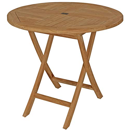 Premium Solid Teak Wood Sanibel Outdoor Folding Table - Seven Seas Weather-Resistant Patio Furniture for Poolside, Garden & Backyard Dining