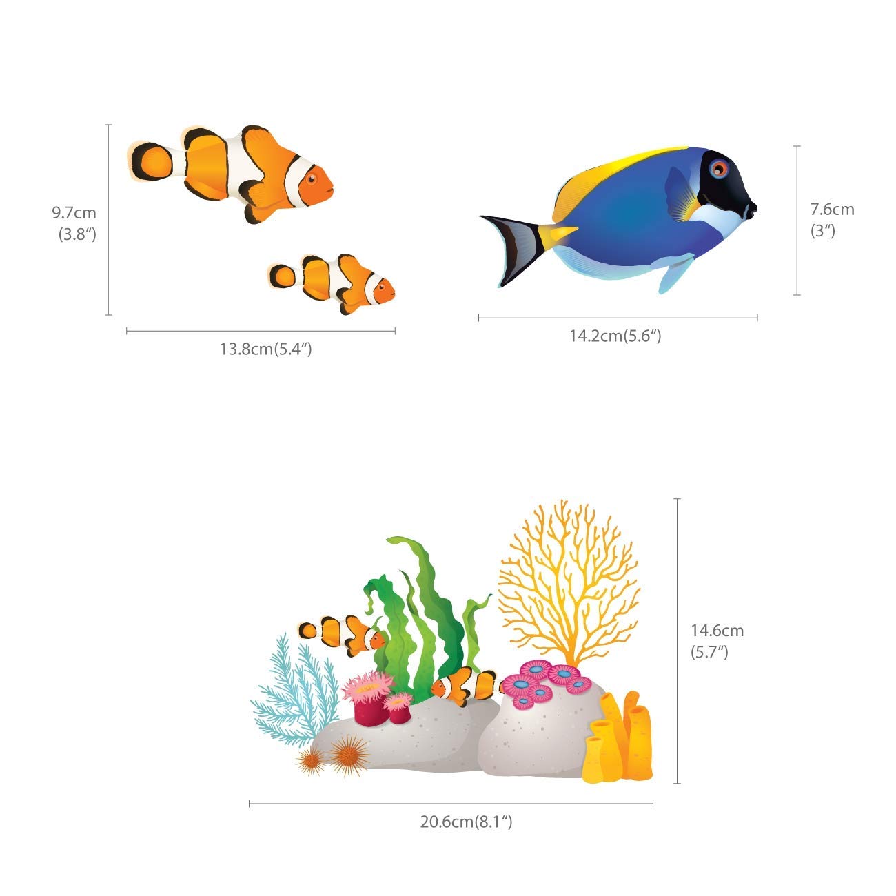 **DECOWALL DS-8035 Coral Reef Fish Kids Wall Stickers - Peel and Stick Removable Wall Decals for Nursery, Bedroom & Living Room Décor (Small) - Perfect for Kids' Rooms, Playrooms & Underwater Themed Decor**