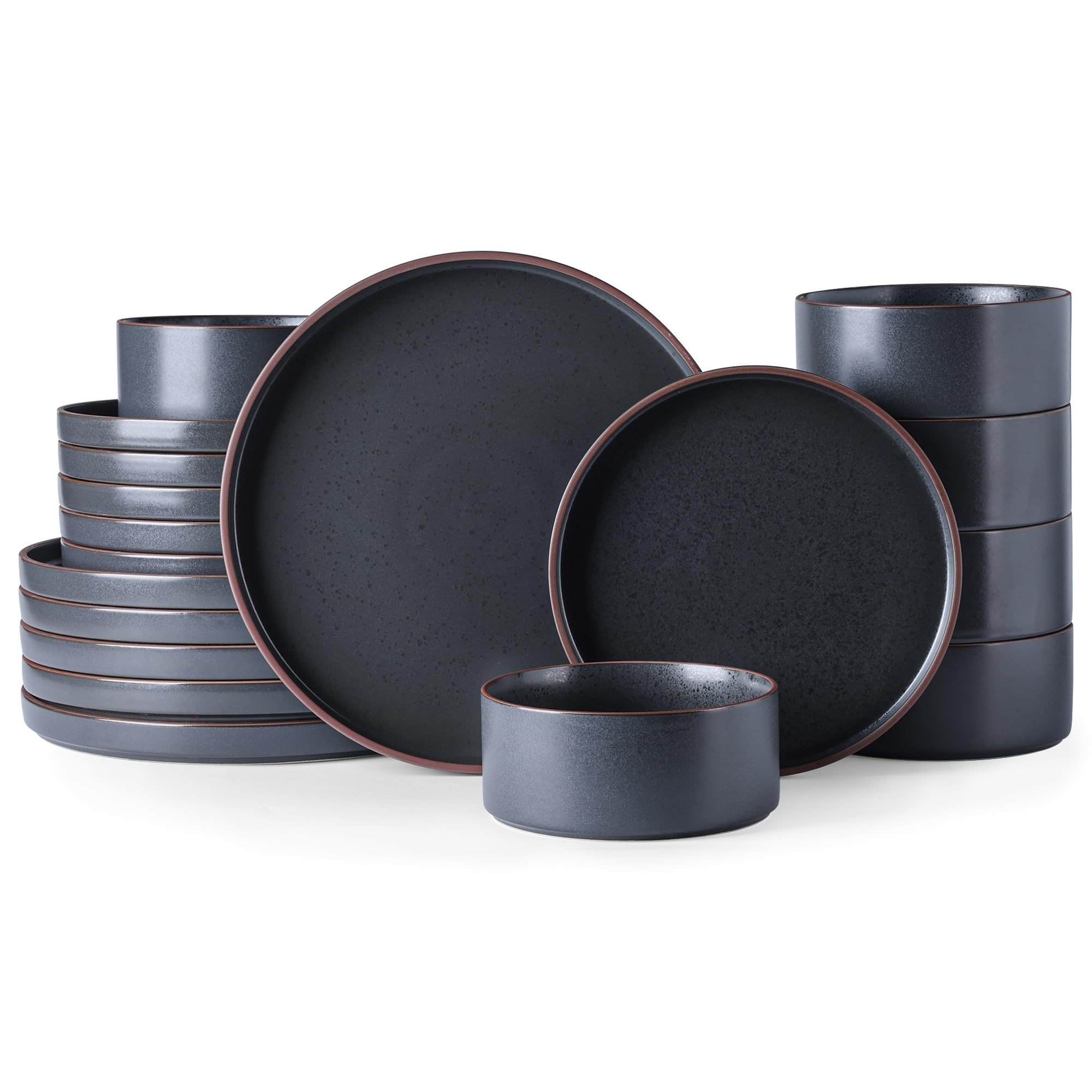 Premium 6-Piece Ceramic Dinnerware Set - Durable Stoneware Plates & Bowls, Chip & Crack Resistant | Oven, Microwave & Dishwasher Safe | Elegant Ashen Color | Perfect for Family Dinners, Entertaining Guests & Everyday Use
