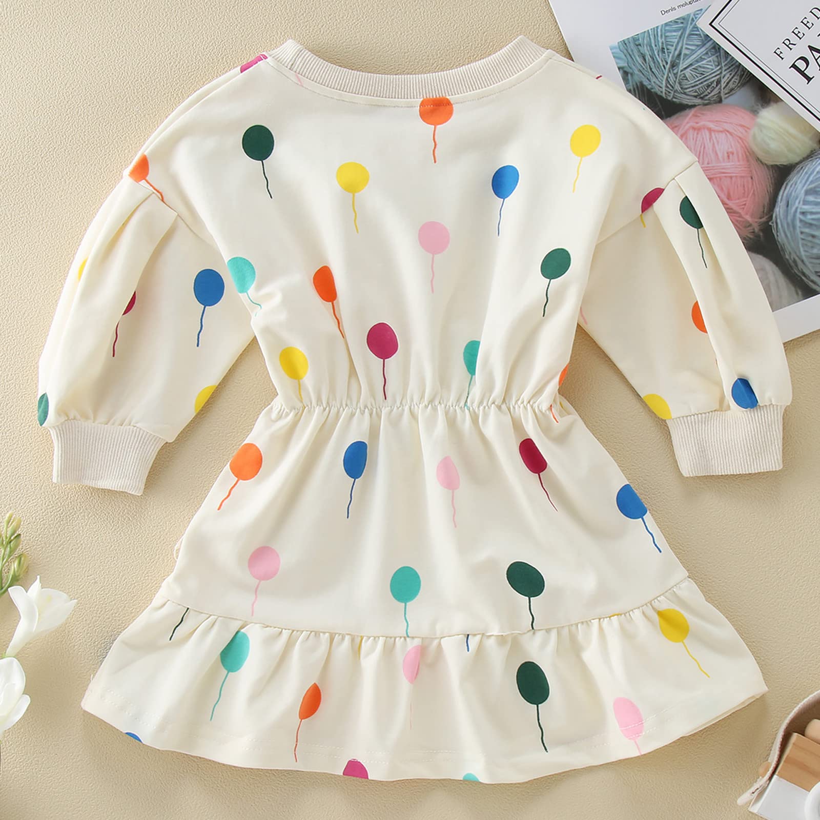 EnJoCho Summer Baby Girl Outfits - Colorful Princess Dresses & Sweatshirts for Parties (Beige, 18-24 Months) | Perfect for Birthday Celebrations, Photo Shoots & Special Occasions