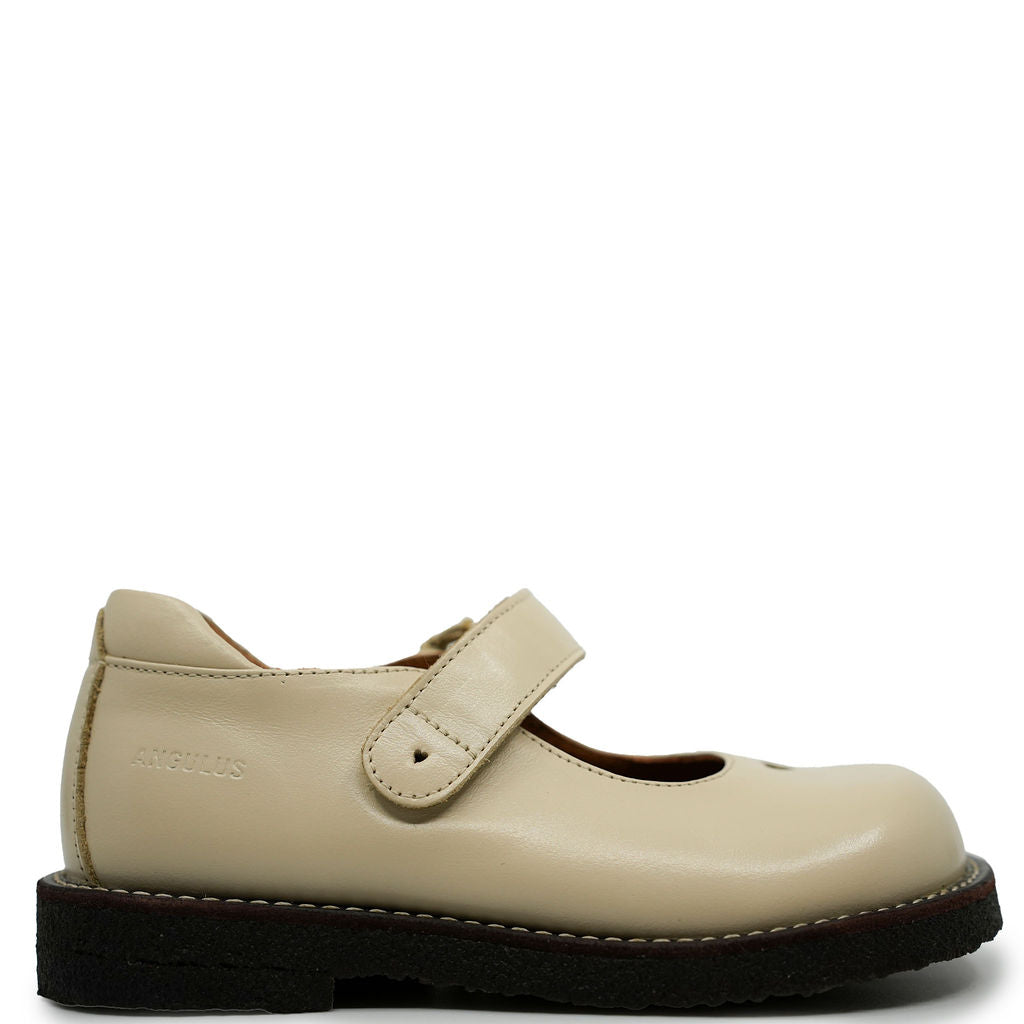 Angulus Buttermilk Heart Mary Jane Shoes for Girls - Classic Leather First Walkers with Soft Sole - Perfect for Special Occasions & Everyday Wear