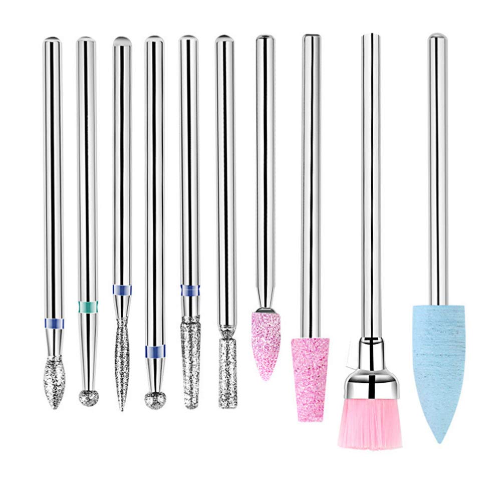Beaupretty 10pcs Faux Nails Diamond Drill Bits Set - Professional Nail Grinding Heads & Polishing Manicure Drill Tools for Acrylic, Gel & Natural Nails - Perfect for Home Salon, Nail Art & Professional Manicure