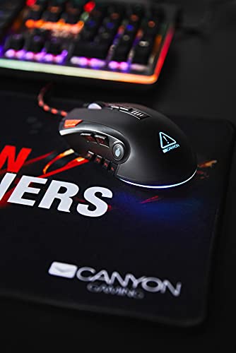 CANYON Merkava Pro Gaming Mouse - 12 Programmable Buttons, 12000 DPI Adjustable Optical USB Mouse for PC - Perfect for FPS, MOBA & MMO Games - Black