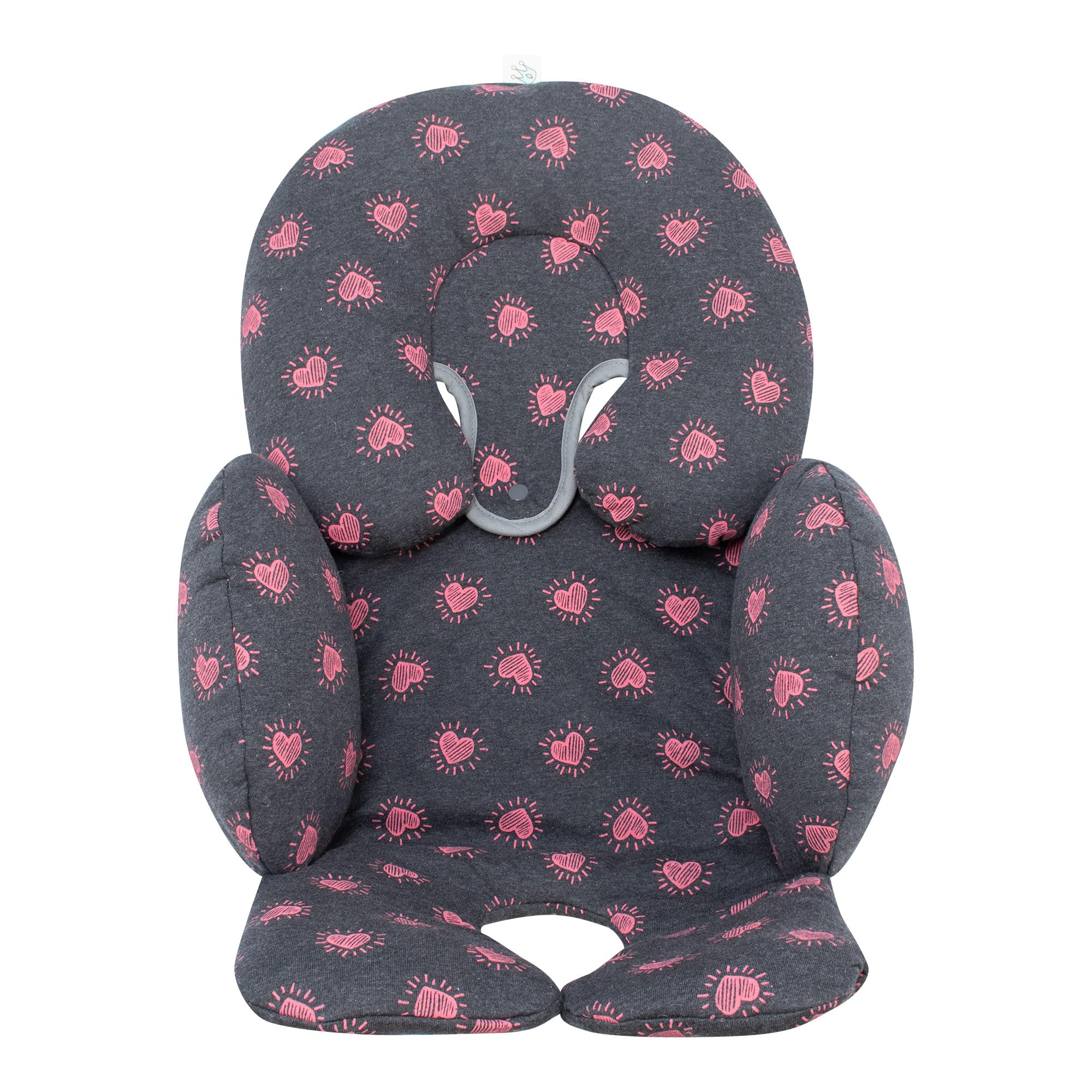 JYOKO Baby Head Support Pillow - 100% Cotton Infant Body & Back Cushion - Hypoallergenic 3-Piece Set (Heart Design) for Newborns & Toddlers - Perfect for Car Seats, Strollers & Nursing