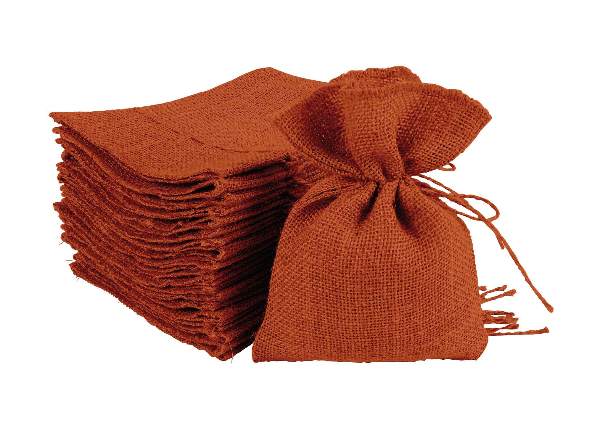 Orange Burlap Sachet Bags - 7x5 Inch Drawstring Jute Pouches for Advent Calendars, Wall Hangings, Wedding Favors & Party Storage | Eco-Friendly Gift Bags for Christmas, Birthdays & Home Decor