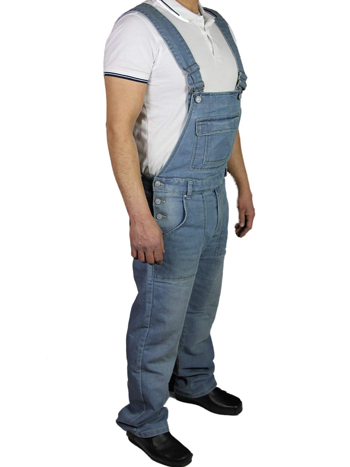 McCarthy Men's Light Wash Blue Denim Overalls - King Size Dungaree Jeans for Workwear & Casual Fashion