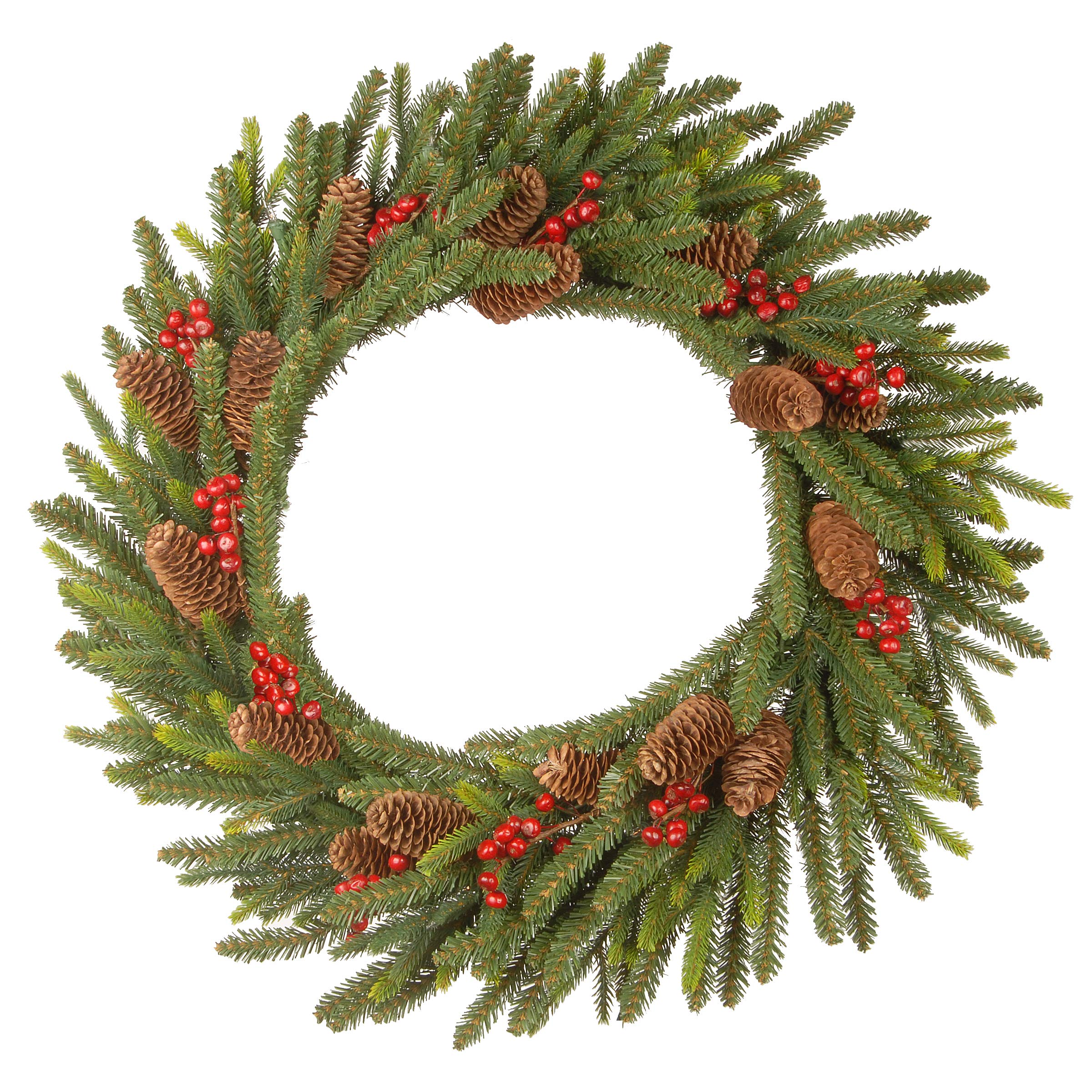 National Tree Company 24 Inch Artificial Christmas Wreath - Green Dorchester Style with Pine Cones & Berry Clusters | Holiday Home Decor for Front Door, Fireplace & Wall