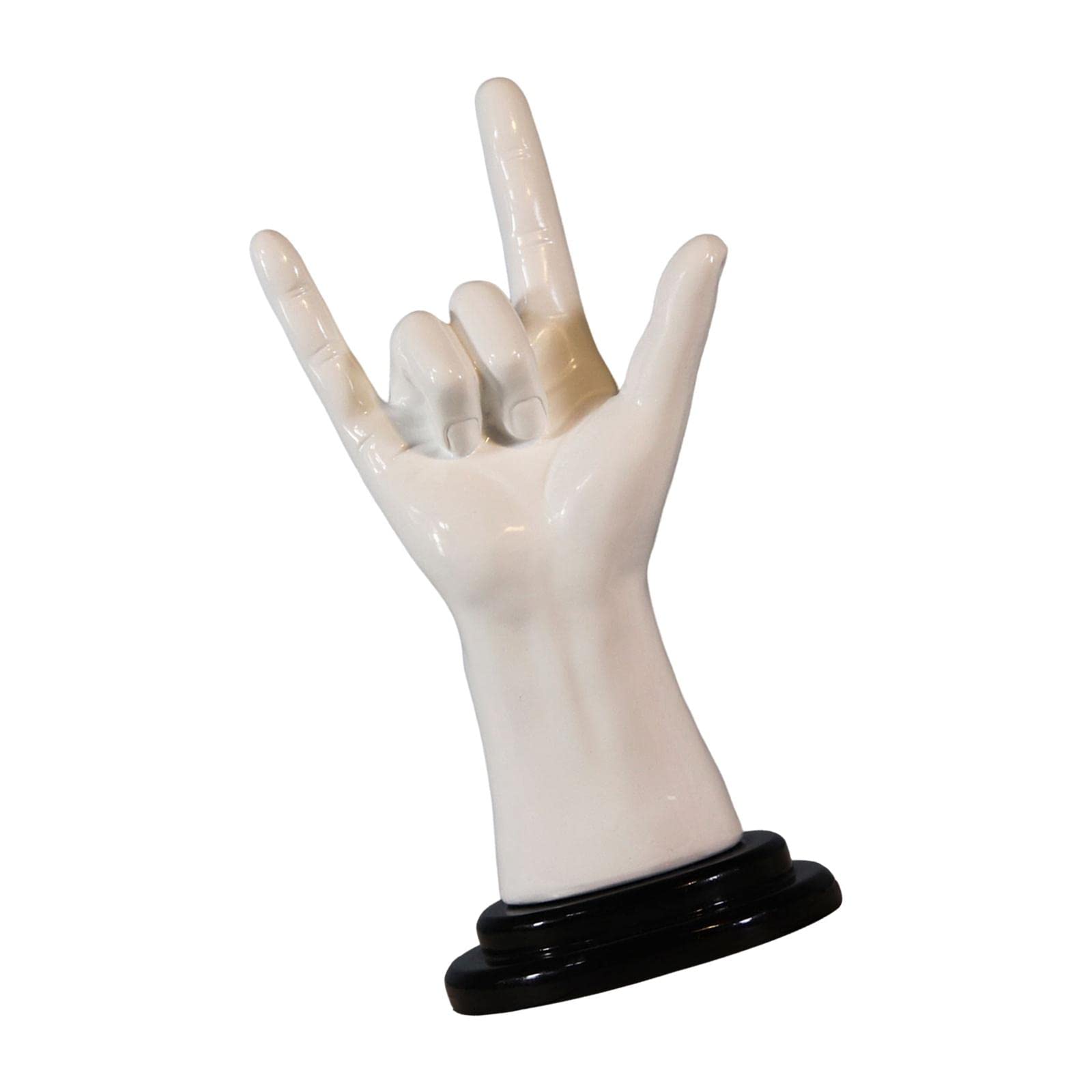 Creative Rock Hand Gesture Resin Statue - White Finger Sculpture Artwork for Home Decor, Shop, Bar & Nightclub | Unique Figurines for Nightstands & Cabinets - Perfect Gift for Music Lovers & Collectors