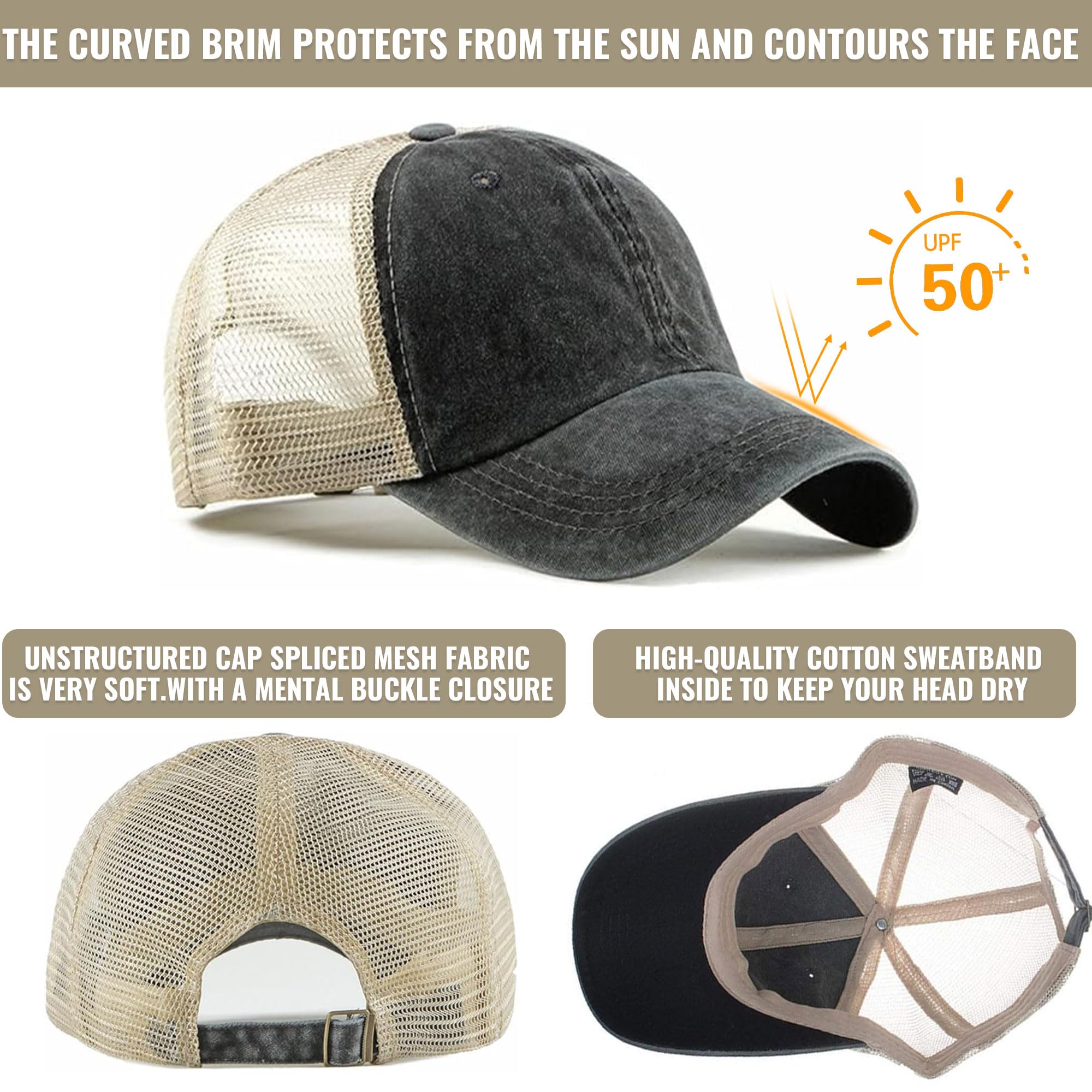 CLAPE Breathable Mesh Baseball Cap - Quick Dry Summer Trucker Hat for Golf, Running & Outdoor Sports | Lightweight Dad Hat for Men