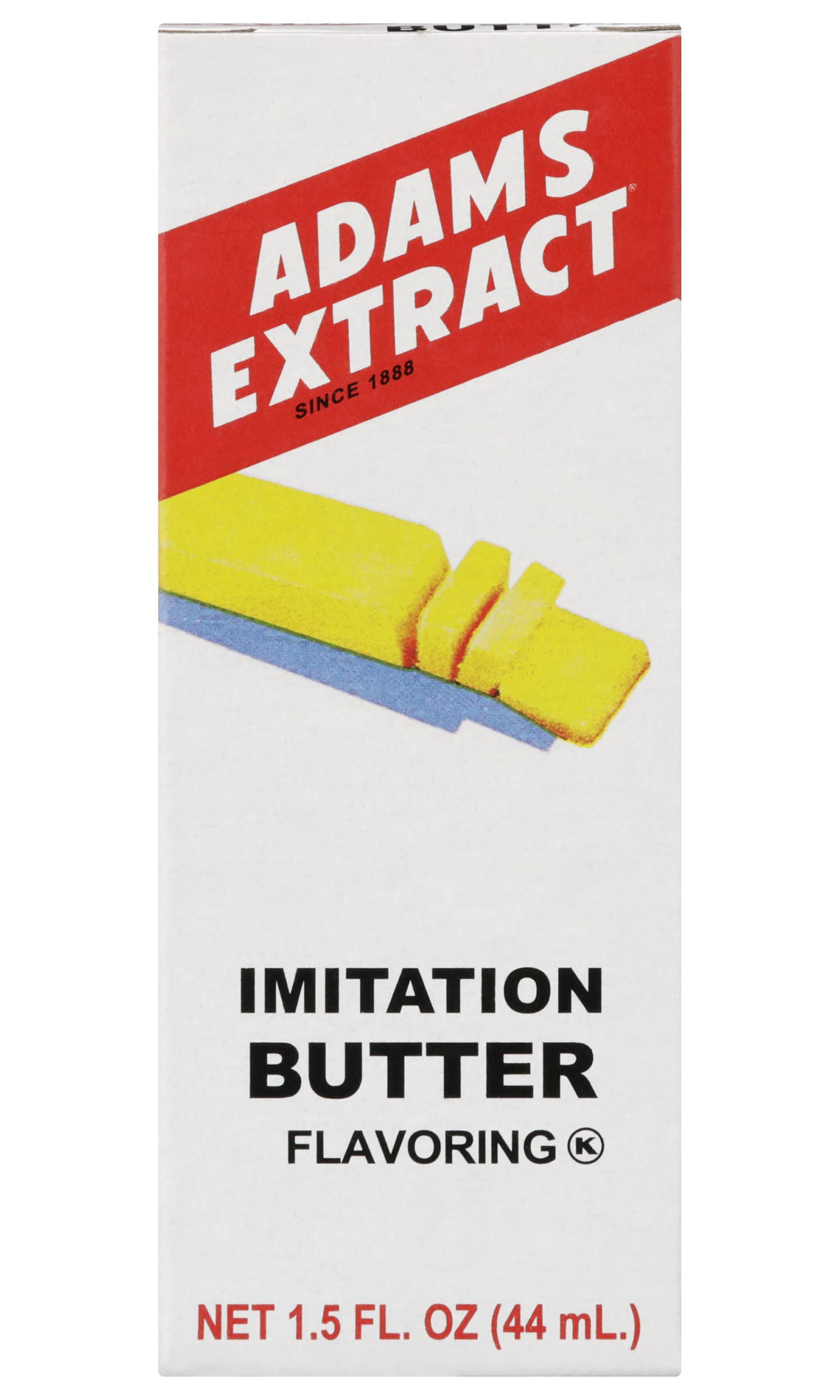 Adams Extract Imitation Butter Flavoring - Gluten Free, 1.5 FL OZ Glass Bottle (Pack of 6) - Perfect for Baking, Cooking & Popcorn Seasoning