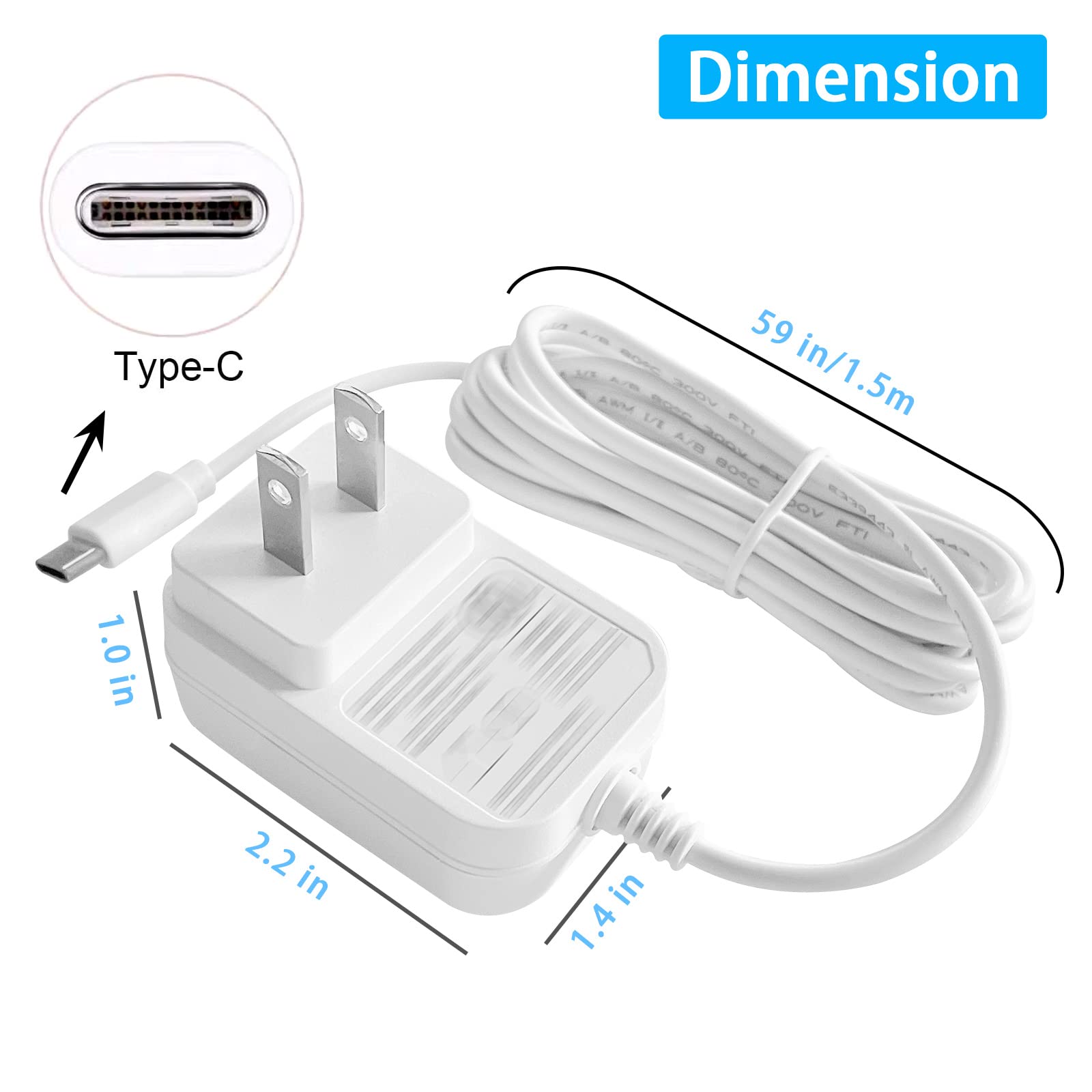 5V 1.5A Power Adapter with USB-C & Micro USB Ports - ETL Certified Wall Charger for Smartphones, Tablets, LED Lights - Perfect for Home, Office & Travel Use