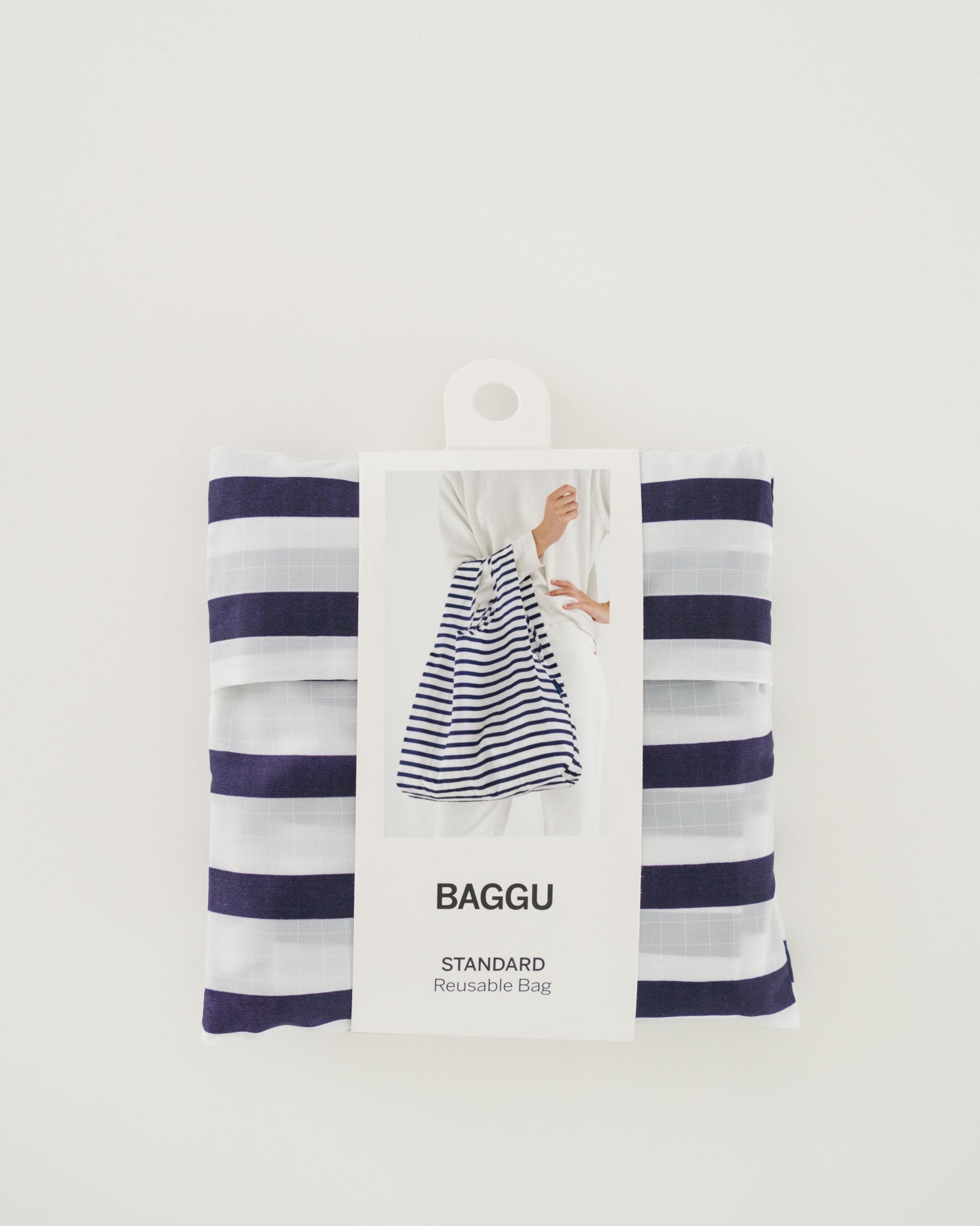 Baggu Standard Reusable Shopping Bag - Eco-Friendly Grocery Tote with Sailor Stripe Design | Perfect for Groceries, Beach Trips & Daily Errands