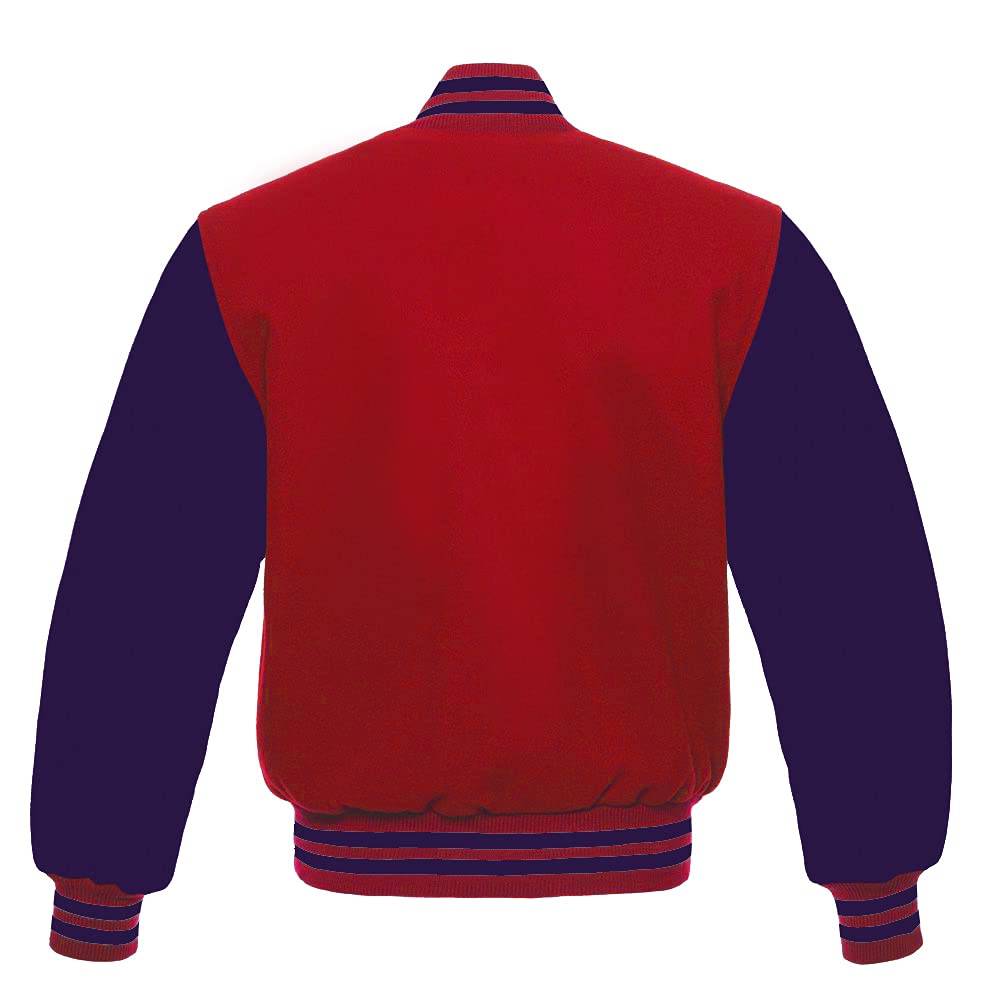 Men's Varsity Baseball Letterman Jacket - All Wool Bomber Style with Purple Sleeves for School & Sports | Perfect for Baseball Games, College Events & Casual Wear