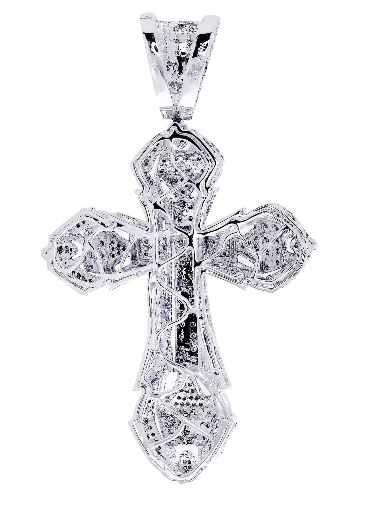 1.72 Carat Diamond Cross Pendant Necklace - 30.68 Grams Solid Gold Religious Jewelry for Women - Perfect for Baptism, First Communion & Special Occasions