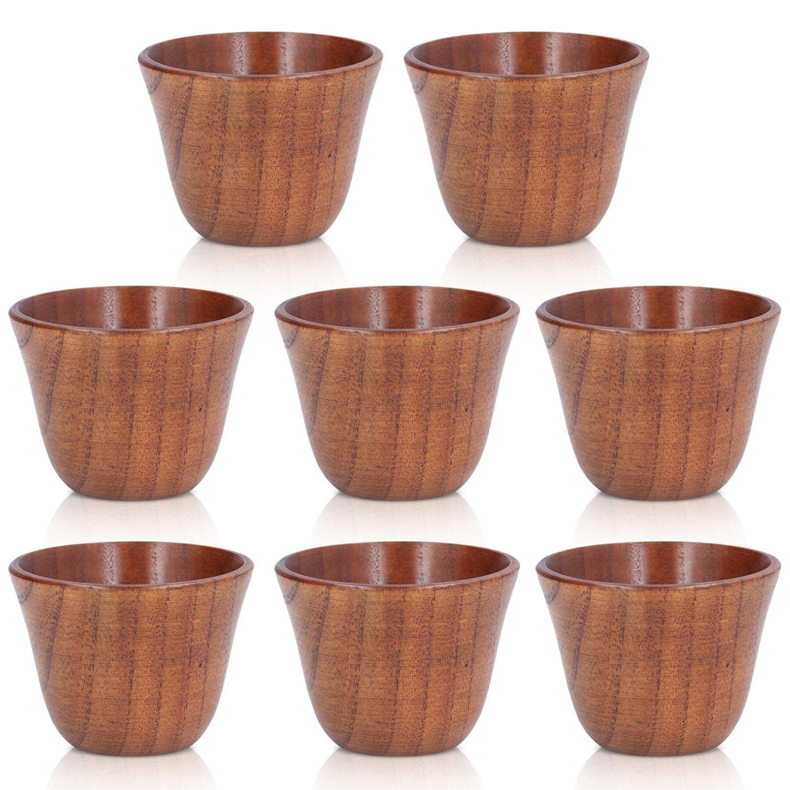 8pcs Japanese Tea Cups - Wooden Heat-Insulating 75ml Natural Wood Tea Set for Matcha, Sencha & Green Tea - Perfect for Home, Office & Tea Ceremonies