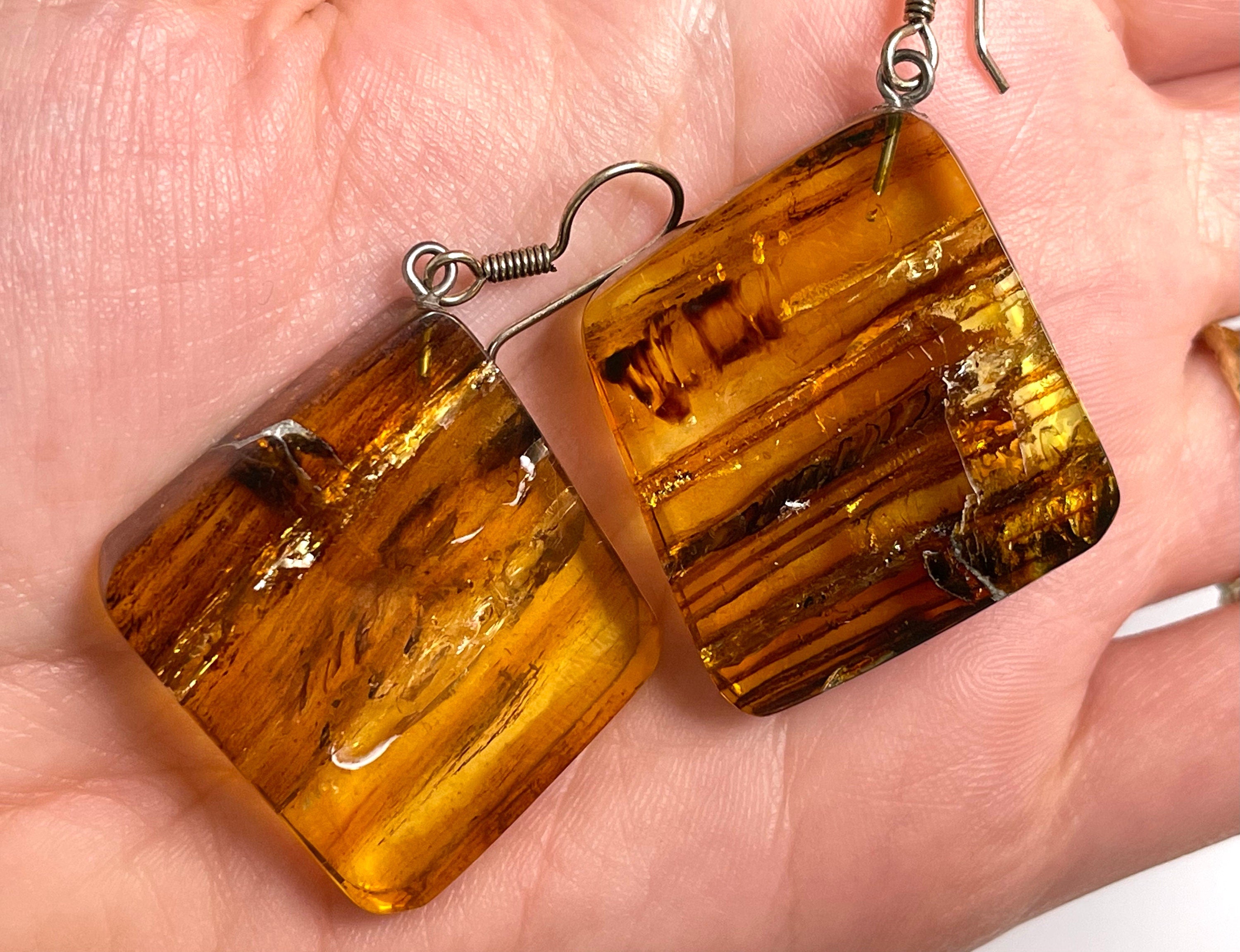 AMBER Crystal Earrings - Handmade Statement Dangle Earrings with Healing Stones | Natural Jewelry for Women | Perfect for Boho Style, Meditation & Spiritual Healing