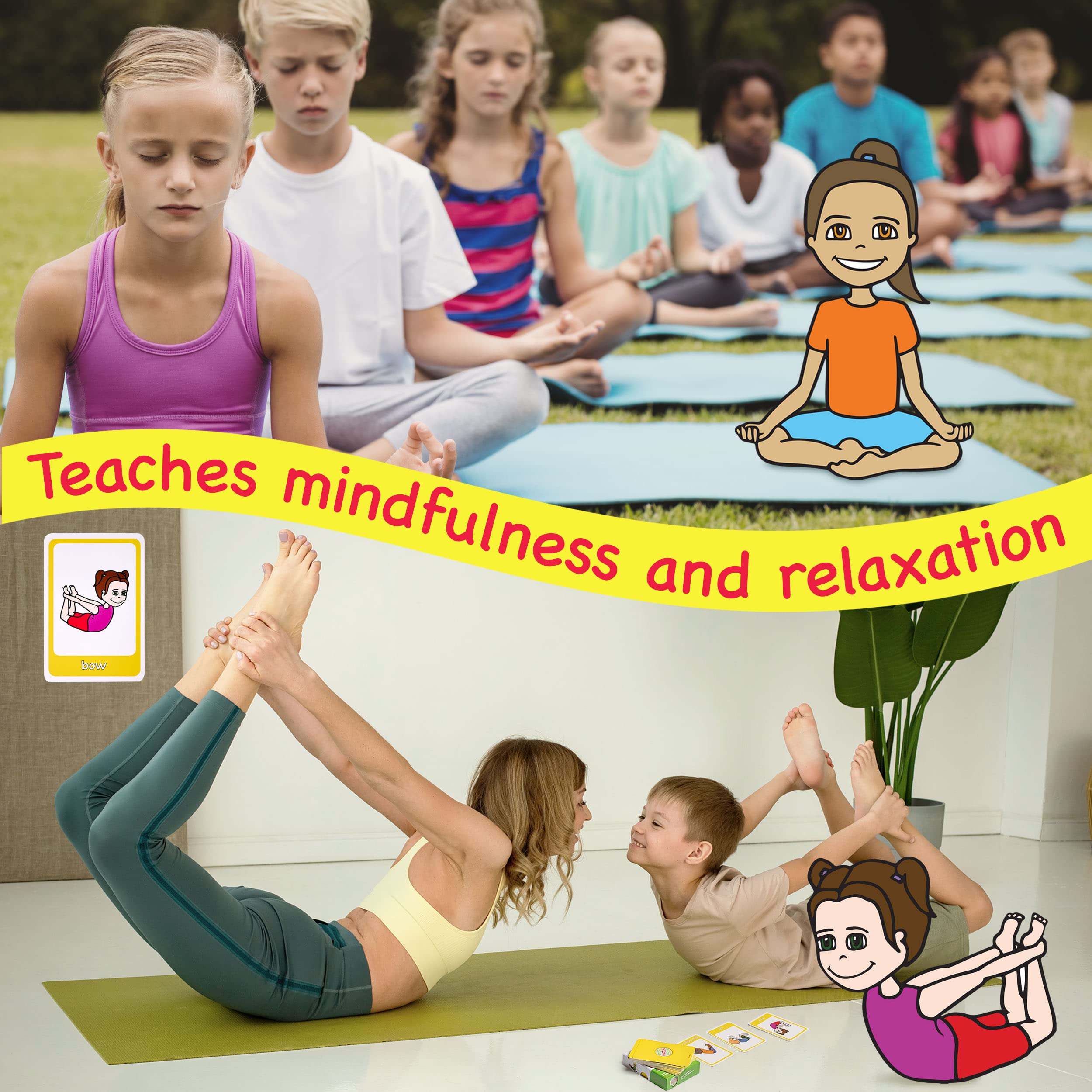 Kids Yoga Cards - Fun Yoga Pretzels & Games for Children | Memory, Snap, Go Fish Yoga Flash Cards | Yoga Props for Kids & Tweens | Perfect for Home, School & Yoga Classes